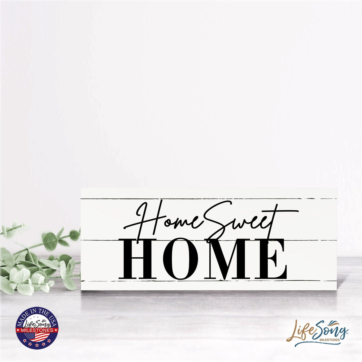 Inspirational Bible Quote Tabletop and Wall Decoration 10x4 - Home Sweet Home - LifeSong Milestones