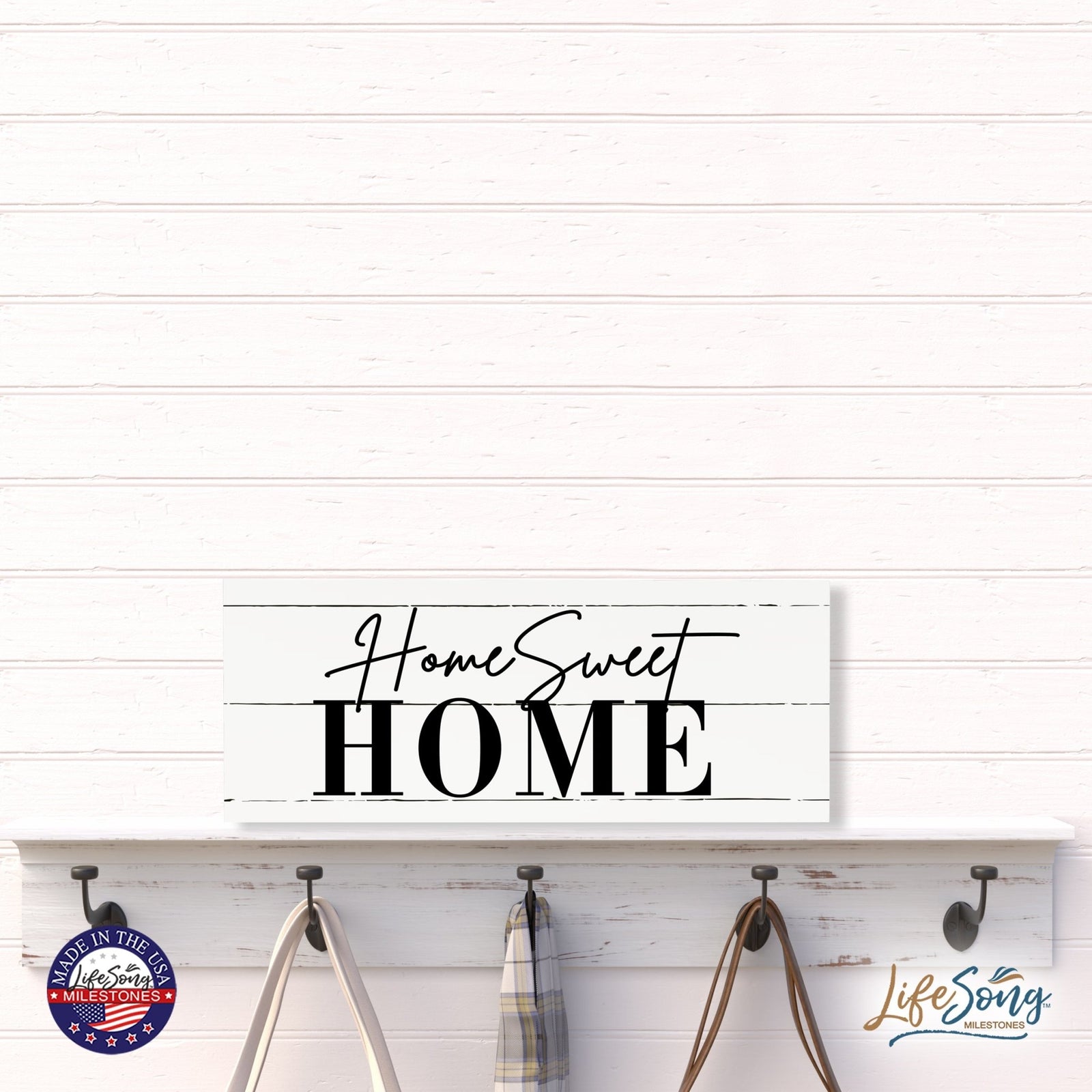 Inspirational Bible Quote Tabletop and Wall Decoration 10x4 - Home Sweet Home - LifeSong Milestones