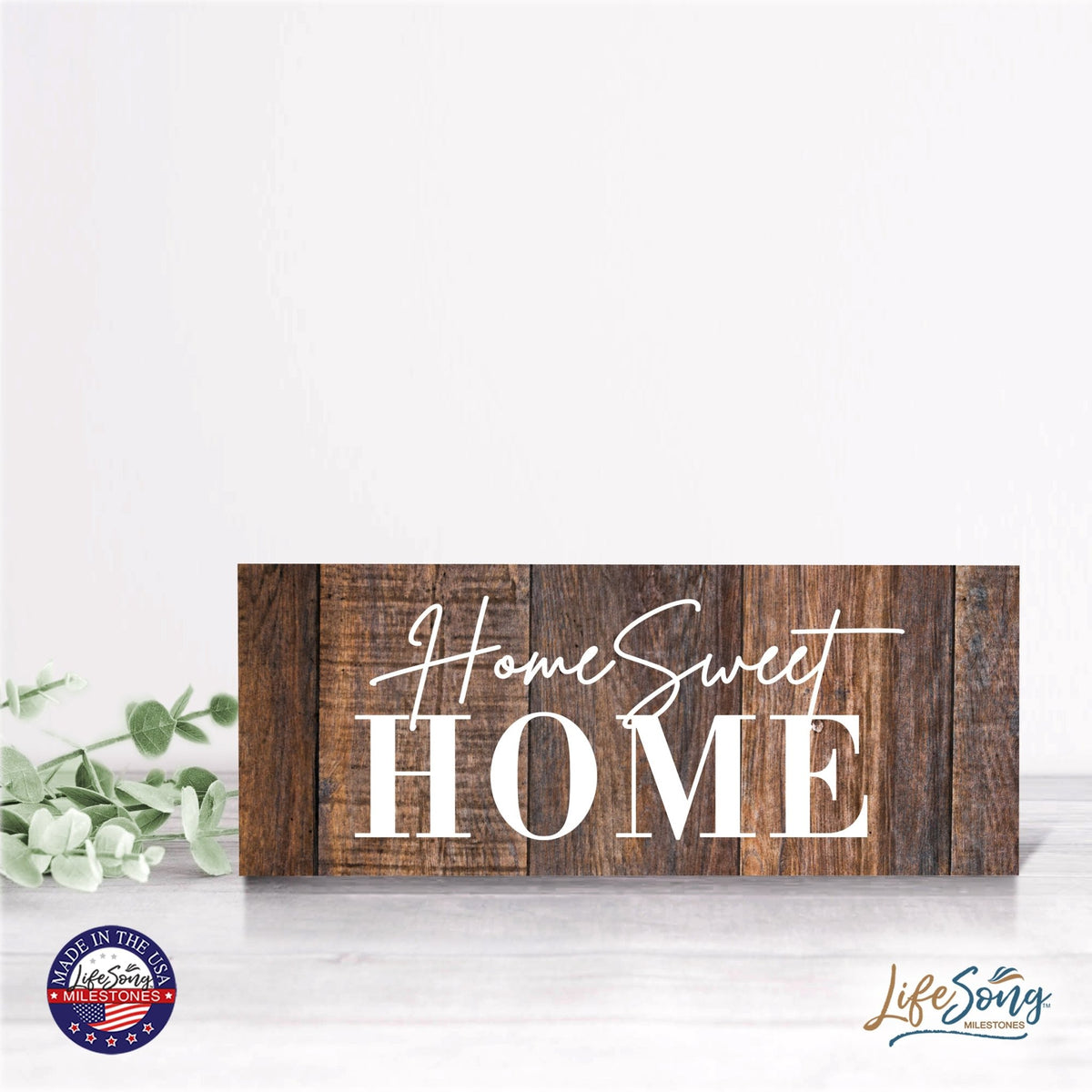 Inspirational Bible Quote Tabletop and Wall Decoration 10x4 - Home Sweet Home - LifeSong Milestones