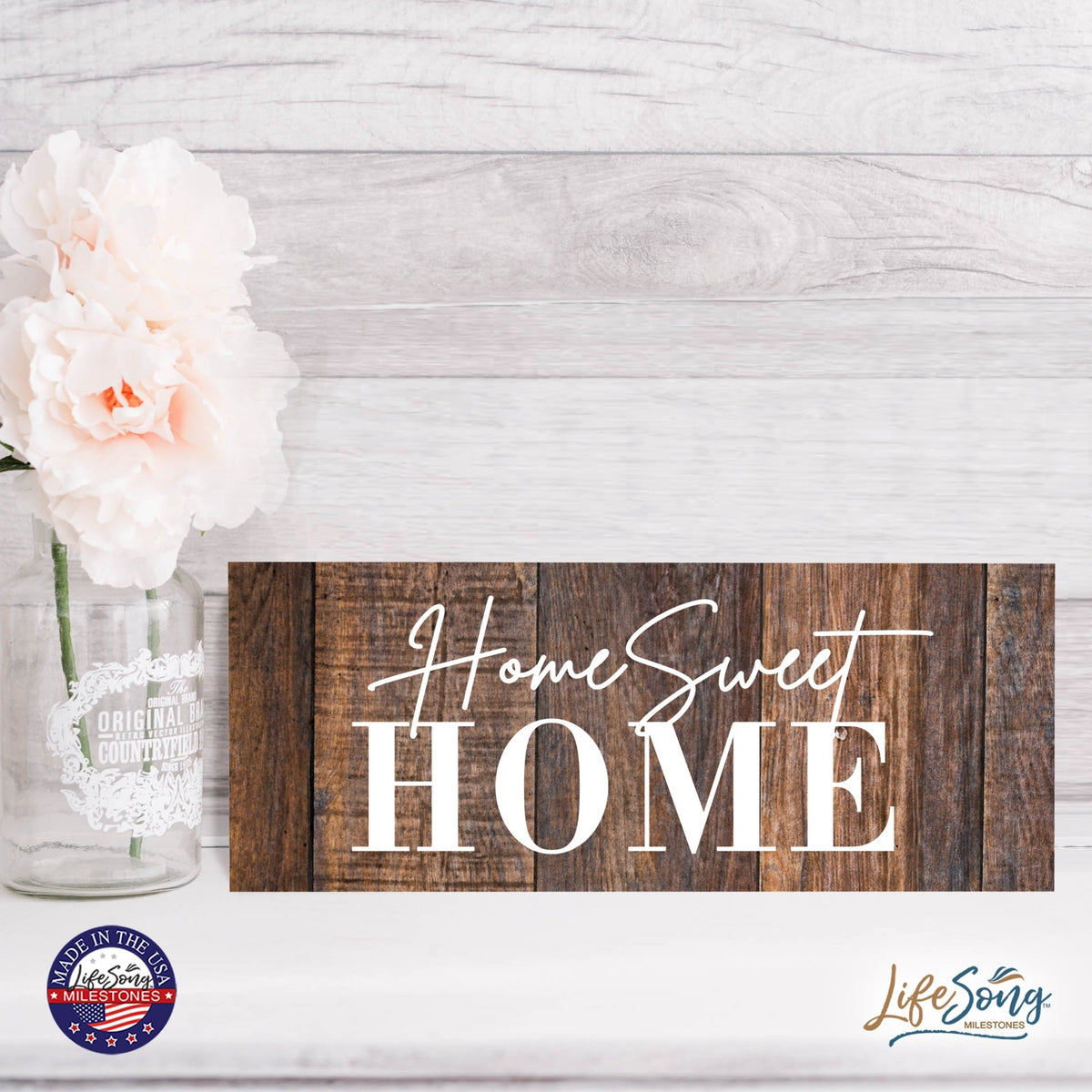 Inspirational Bible Quote Tabletop and Wall Decoration 10x4 - Home Sweet Home - LifeSong Milestones