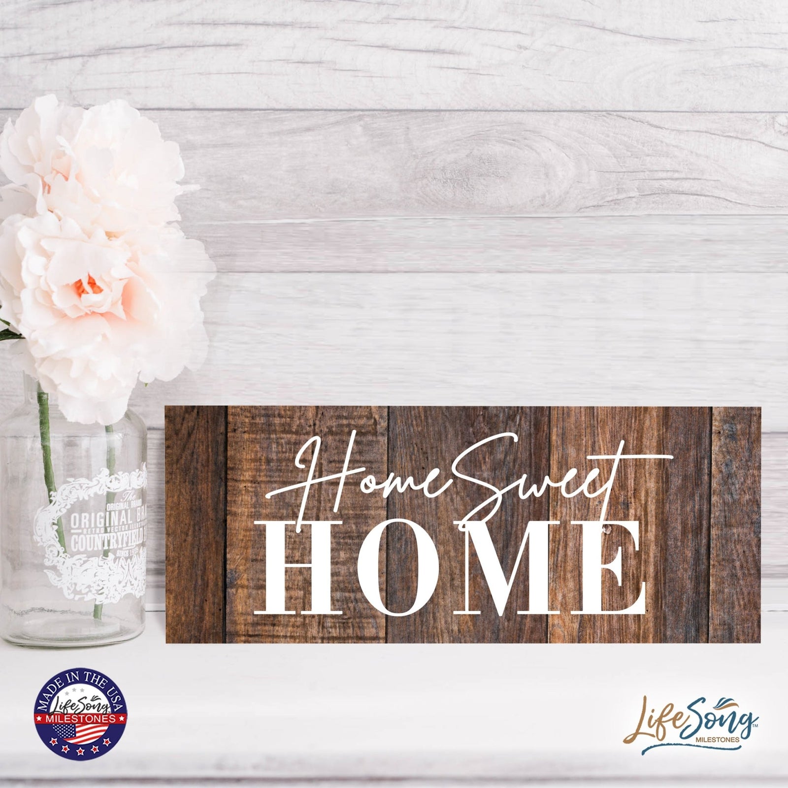 Inspirational Bible Quote Tabletop and Wall Decoration 10x4 - Home Sweet Home - LifeSong Milestones
