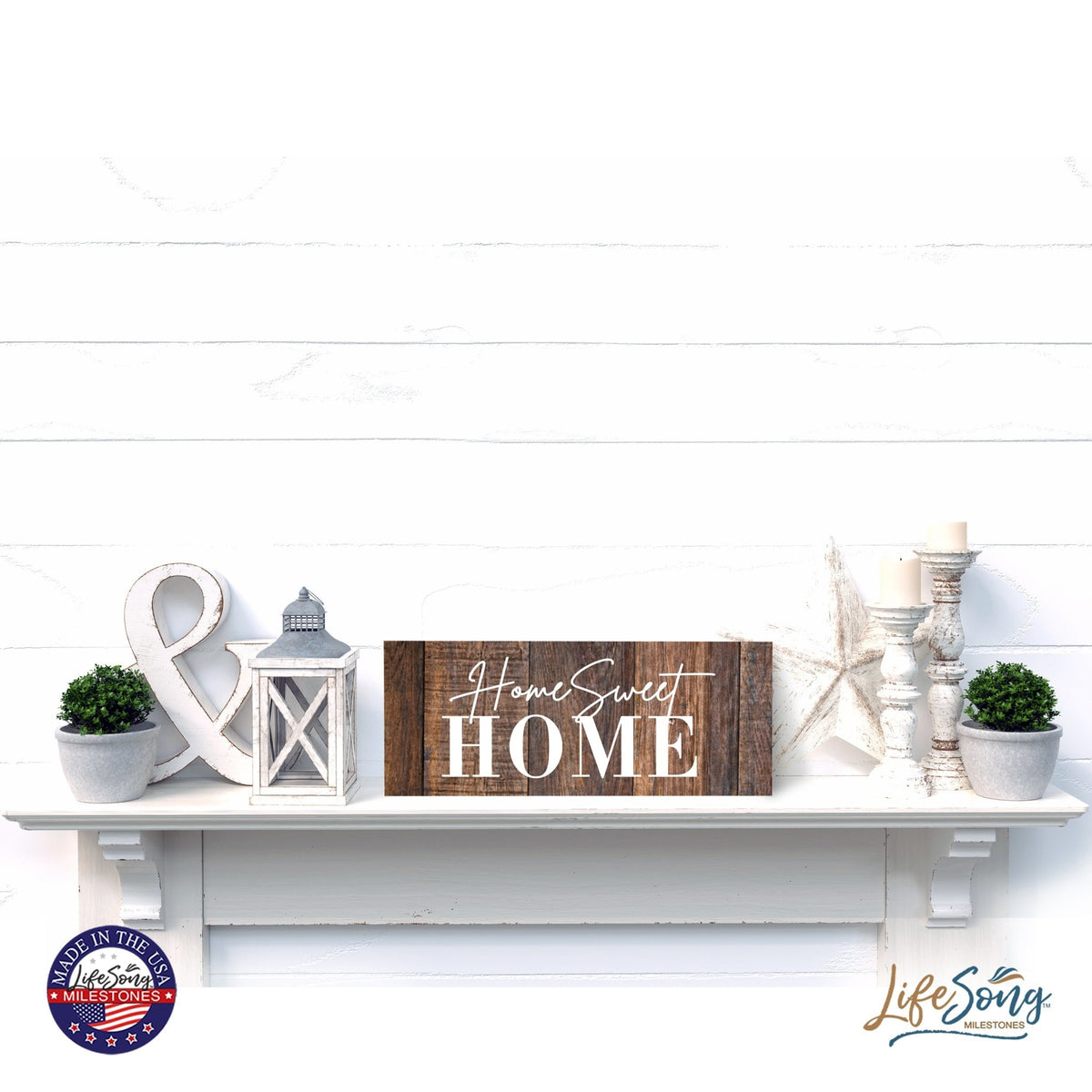 Inspirational Bible Quote Tabletop and Wall Decoration 10x4 - Home Sweet Home - LifeSong Milestones