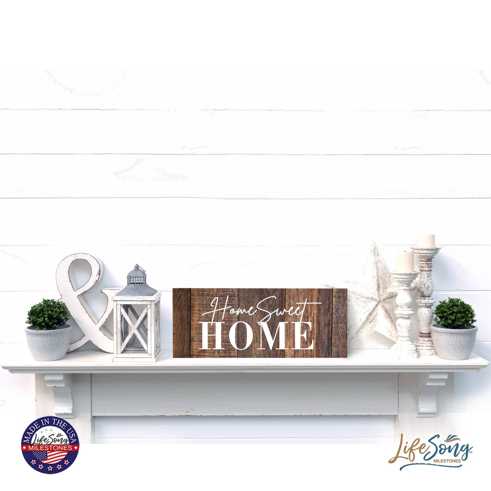 Inspirational Bible Quote Tabletop and Wall Decoration 10x4 - Home Sweet Home - LifeSong Milestones