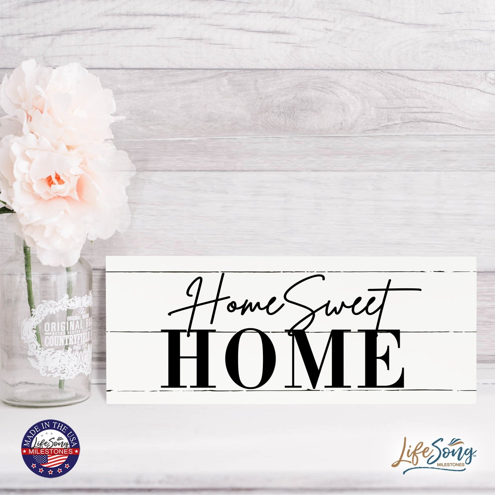 Inspirational Bible Quote Tabletop and Wall Decoration 10x4 - Home Sweet Home - LifeSong Milestones