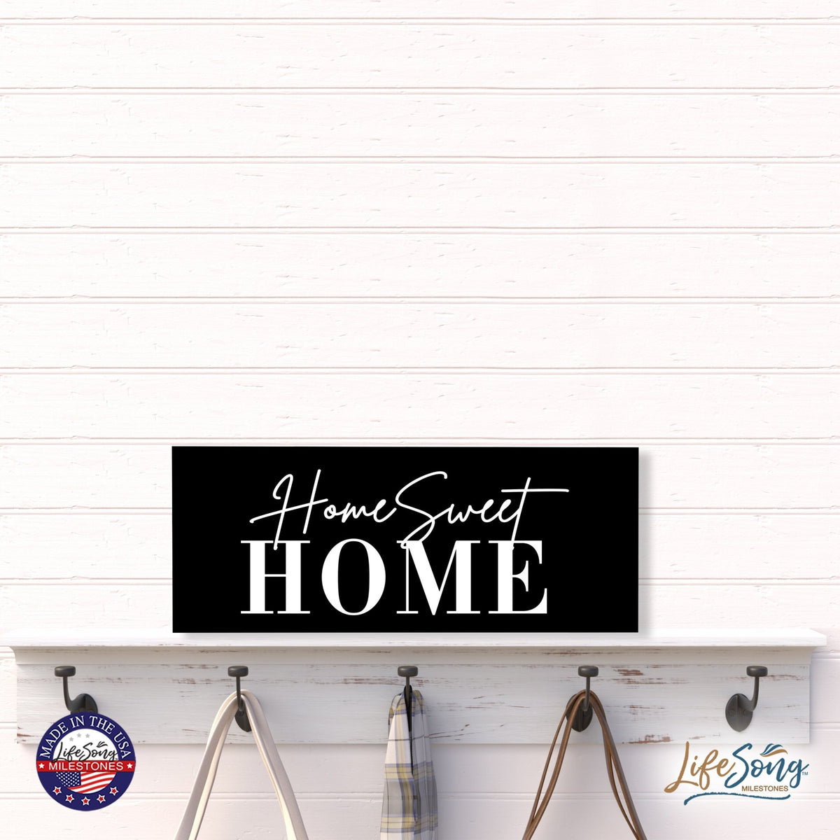 Inspirational Bible Quote Tabletop and Wall Decoration 10x4 - Home Sweet Home - LifeSong Milestones