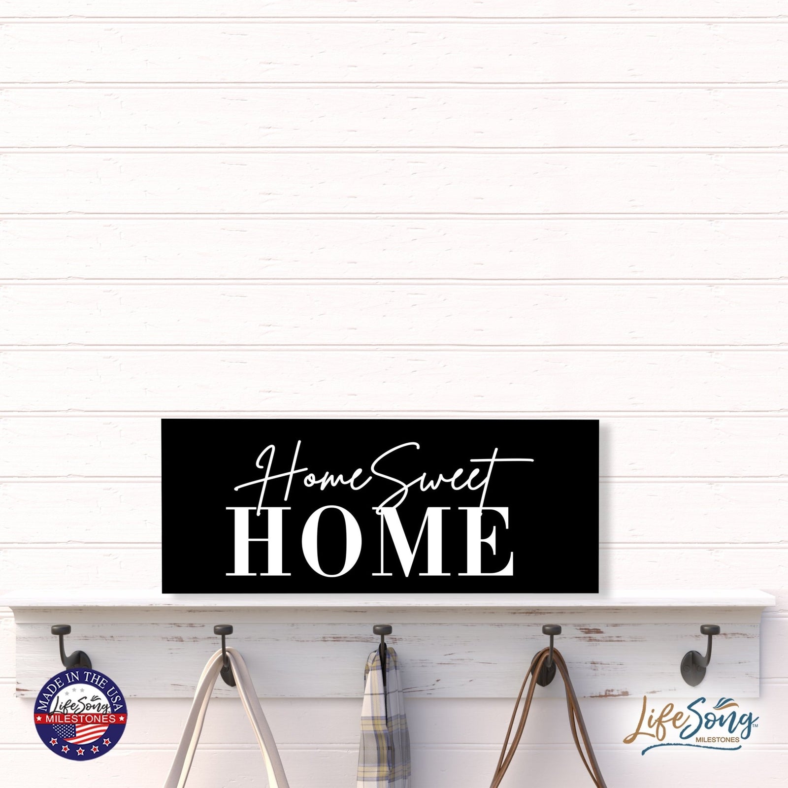 Inspirational Bible Quote Tabletop and Wall Decoration 10x4 - Home Sweet Home - LifeSong Milestones
