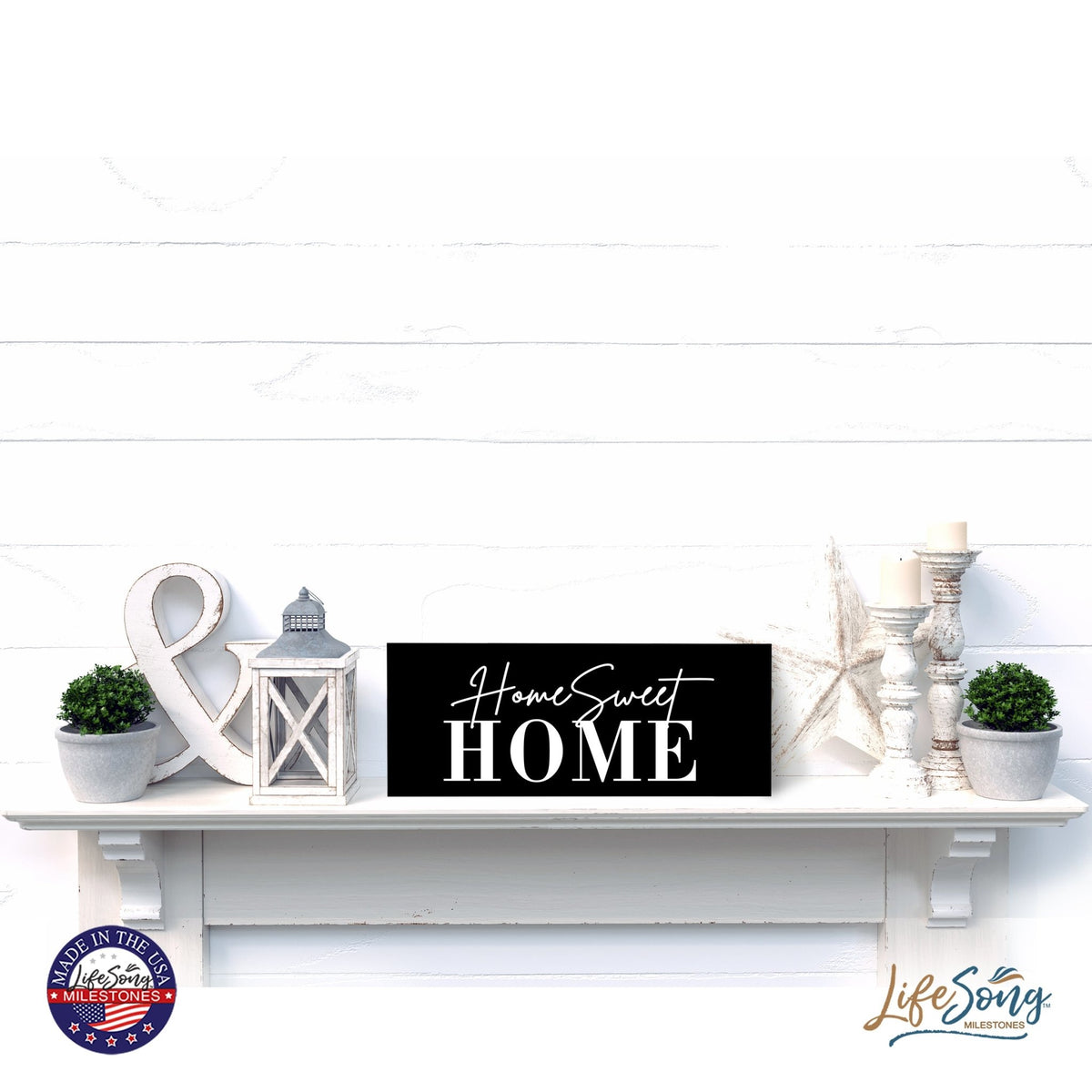 Inspirational Bible Quote Tabletop and Wall Decoration 10x4 - Home Sweet Home - LifeSong Milestones