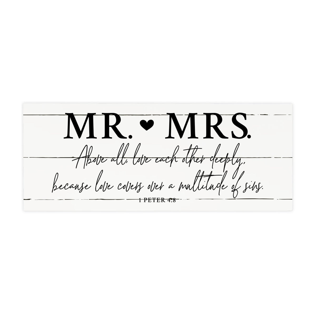 Inspirational Bible Quote Tabletop and Wall Decoration 10x4 - Mr Mrs Above All - LifeSong Milestones