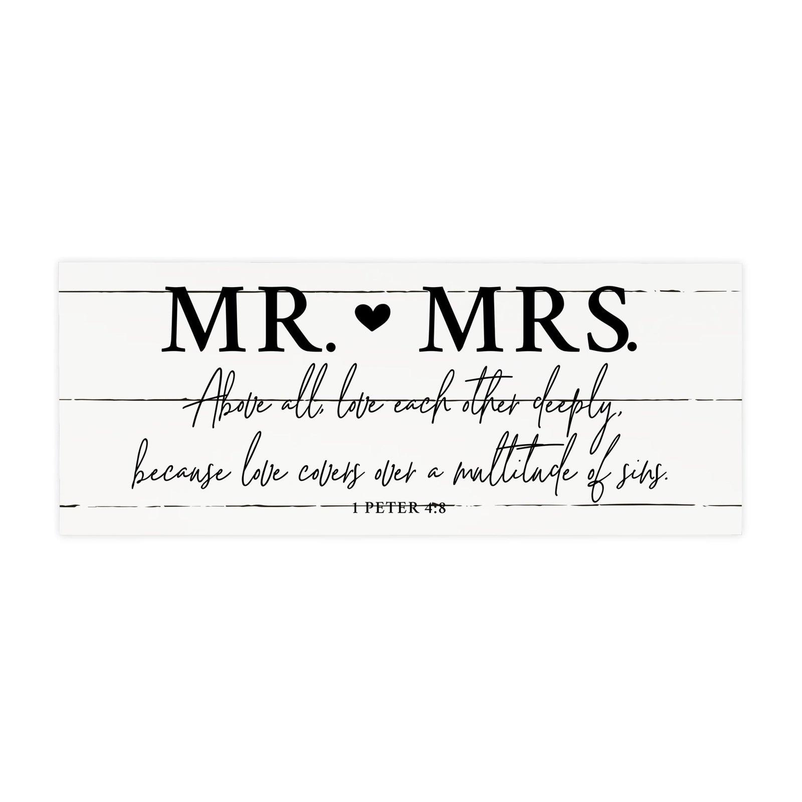 Inspirational Bible Quote Tabletop and Wall Decoration 10x4 - Mr Mrs Above All - LifeSong Milestones