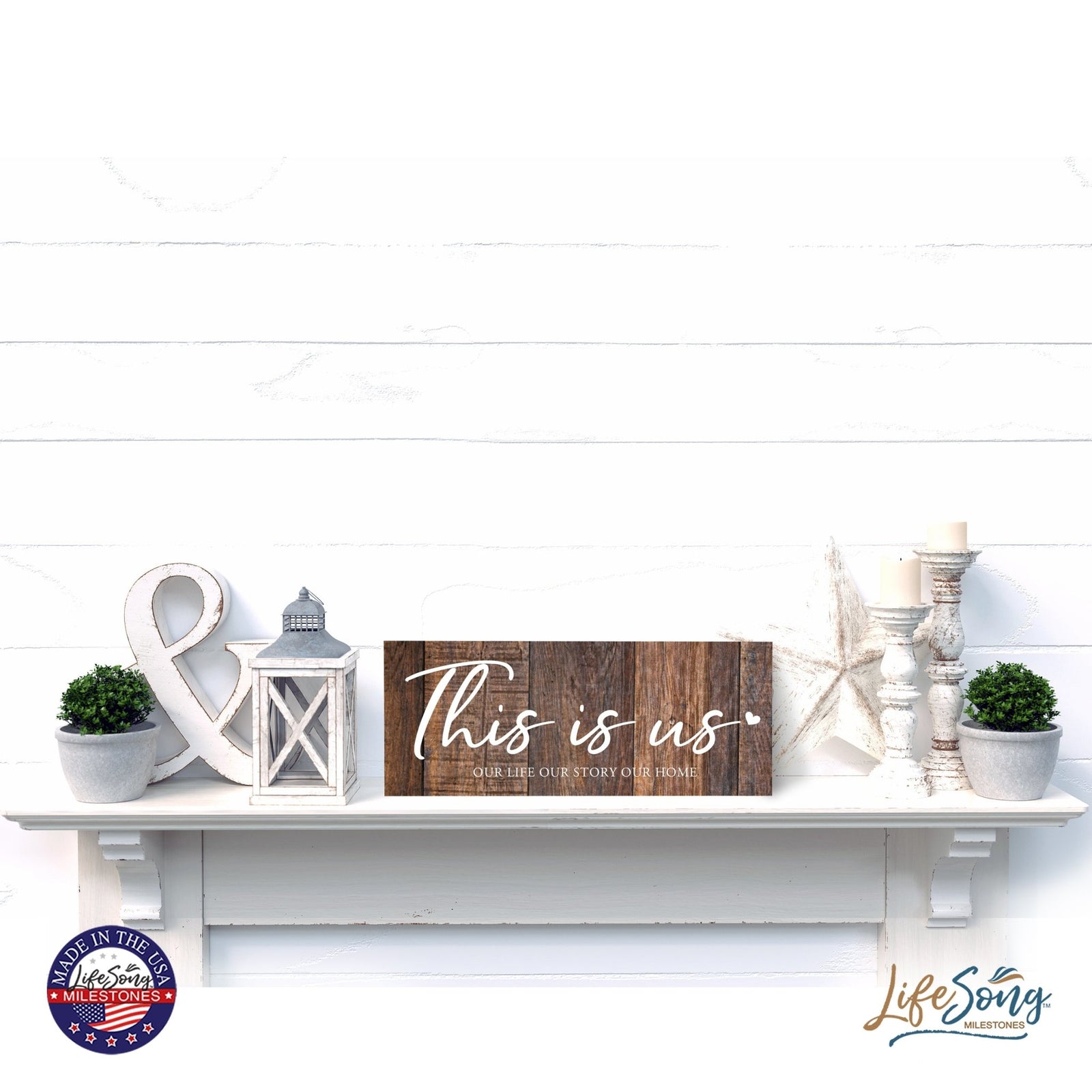 Inspirational Bible Quote Tabletop and Wall Decoration 10x4 - This Is Us - LifeSong Milestones