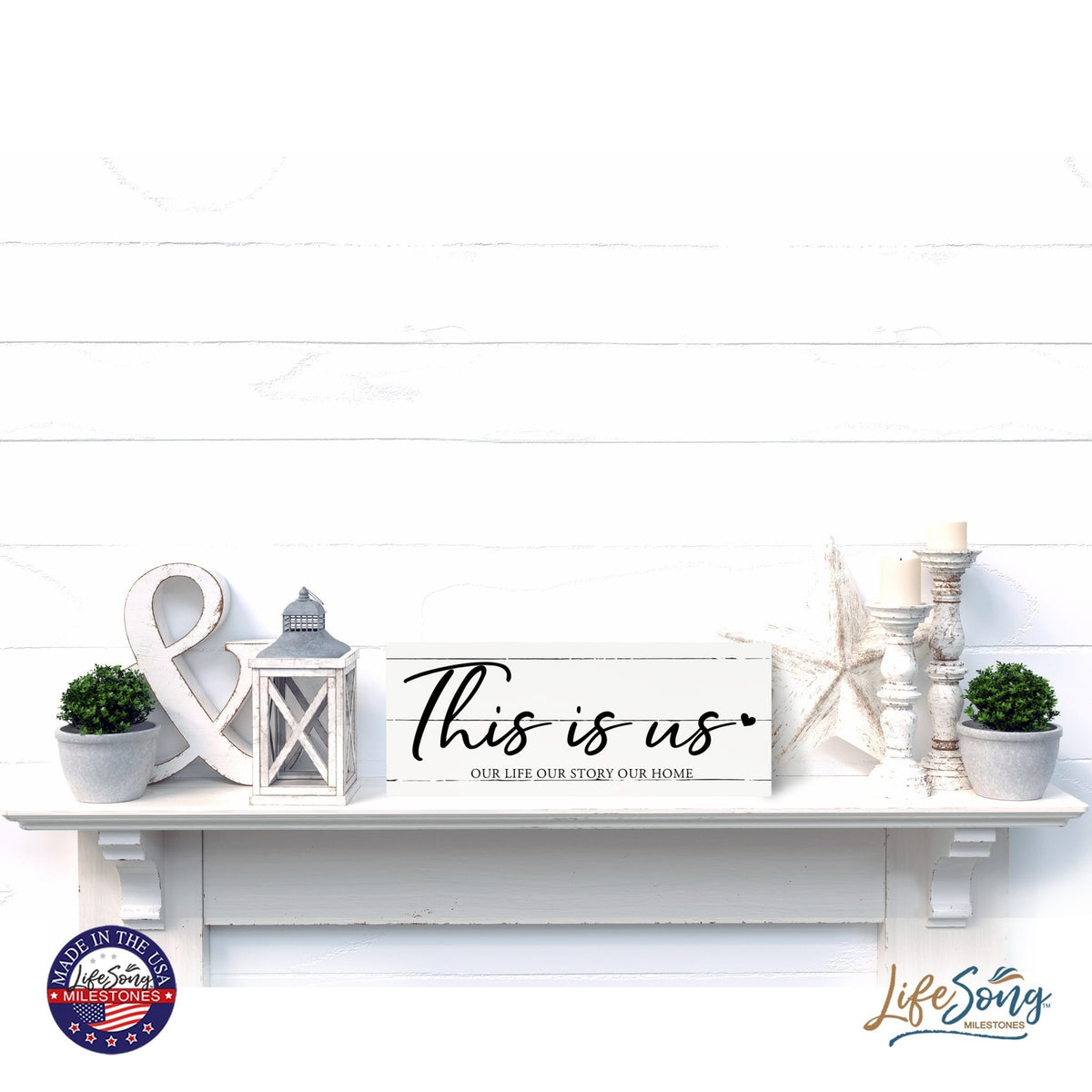 Inspirational Bible Quote Tabletop and Wall Decoration 10x4 - This Is Us - LifeSong Milestones