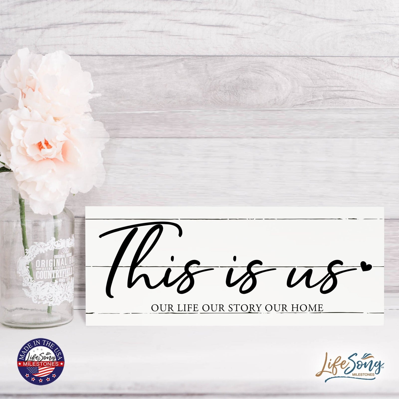 Inspirational Bible Quote Tabletop and Wall Decoration 10x4 - This Is Us - LifeSong Milestones