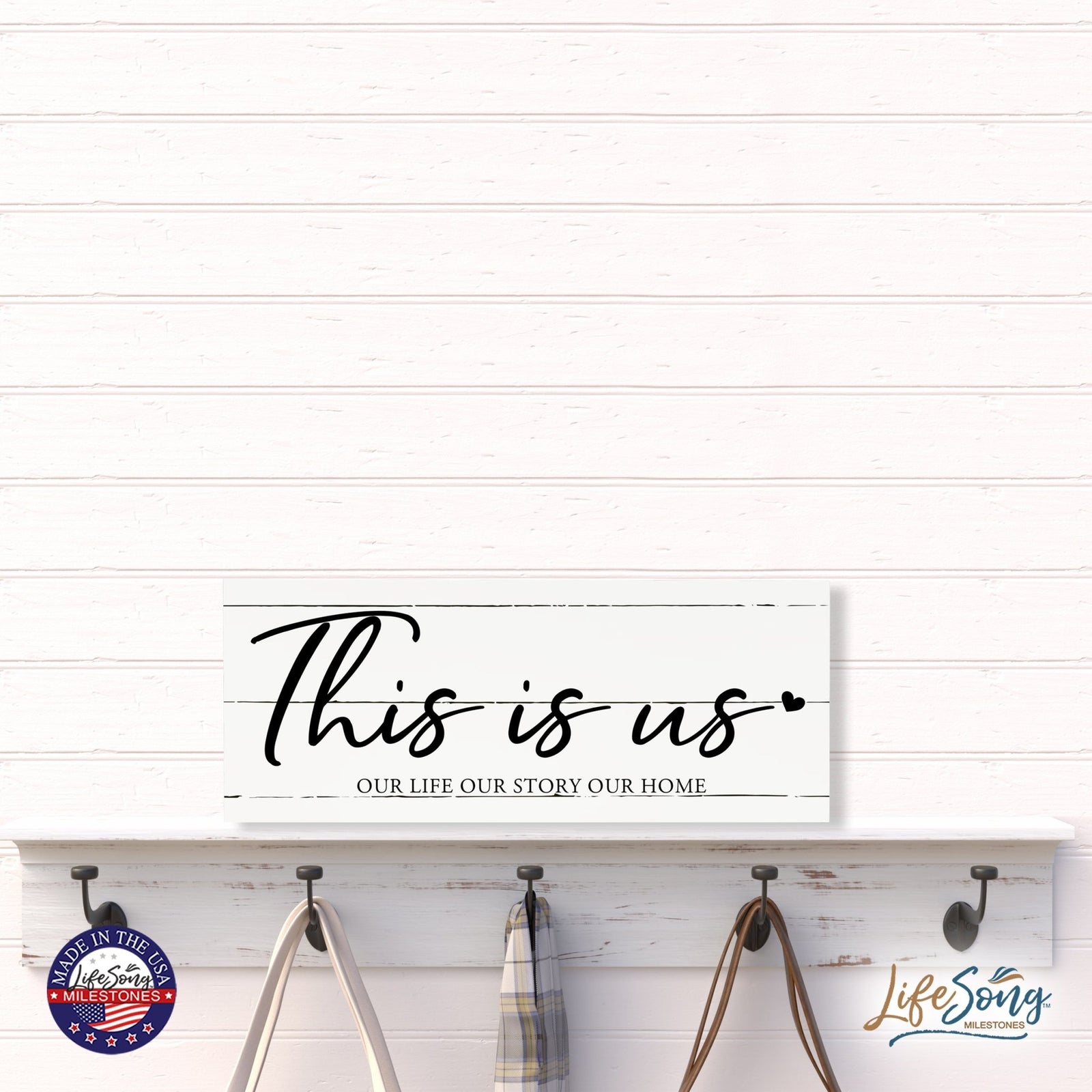 Inspirational Bible Quote Tabletop and Wall Decoration 10x4 - This Is Us - LifeSong Milestones