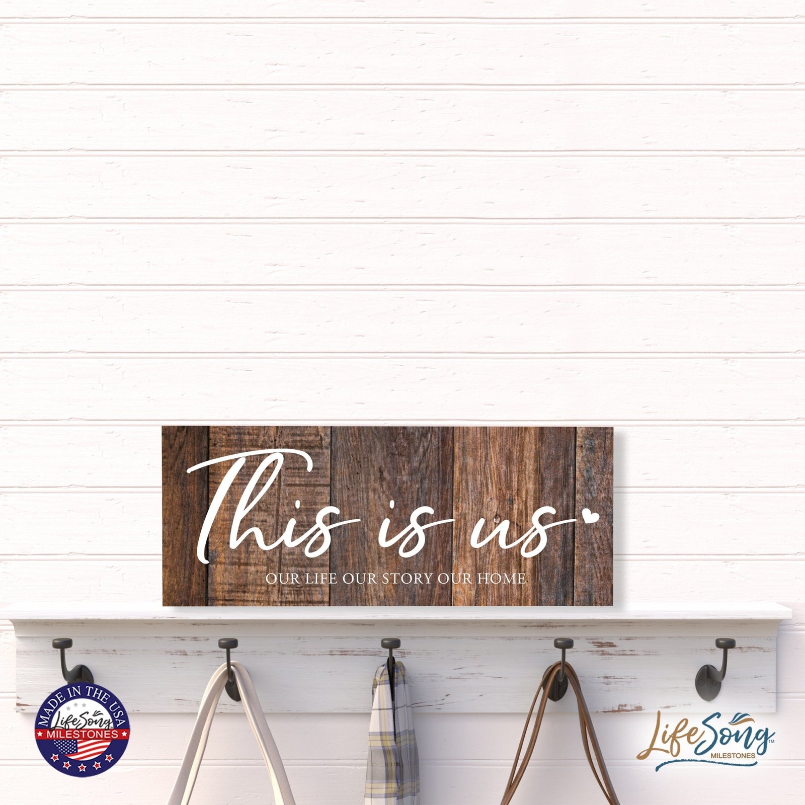 Inspirational Bible Quote Tabletop and Wall Decoration 10x4 - This Is Us - LifeSong Milestones