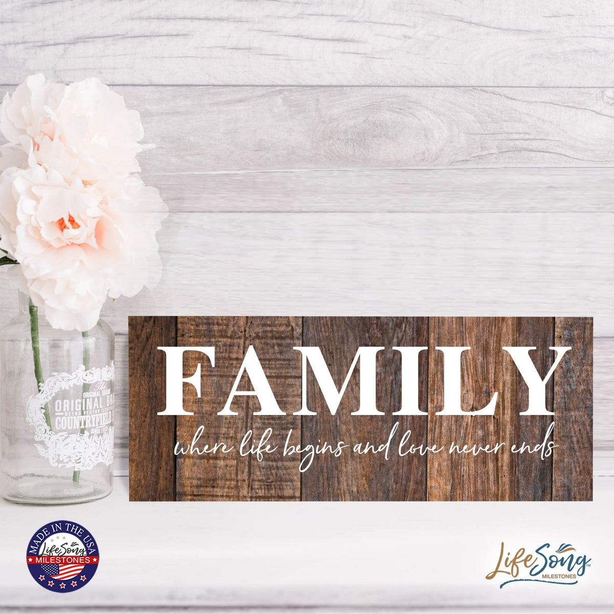 Inspirational Bible Quote Tabletop and Wall Decoration 10x4 - Where Life Begins - LifeSong Milestones