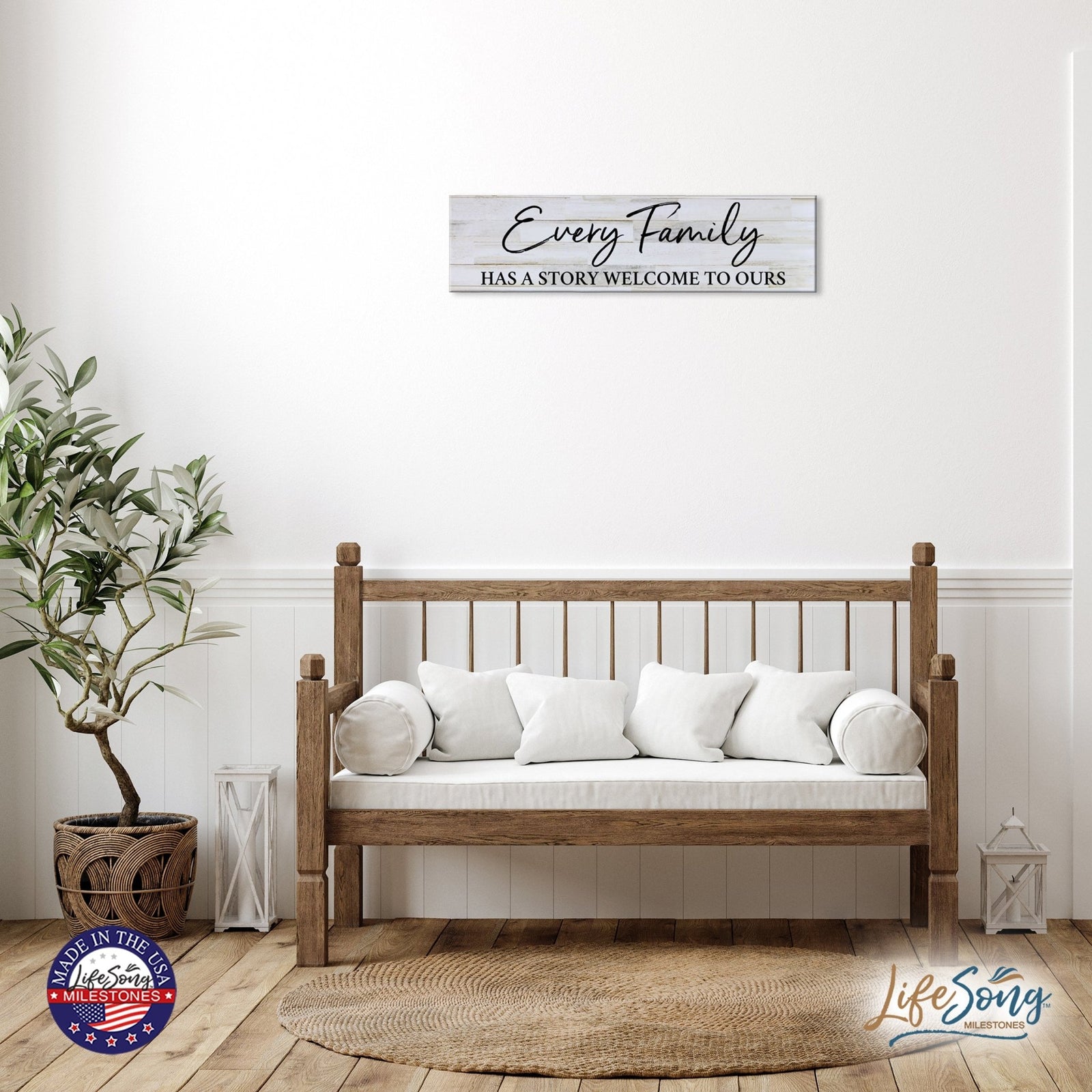 Inspirational Everyday Home and Family Wooden Wall Art Hanging Plaque 10 x 40 – Every Family Has A - LifeSong Milestones