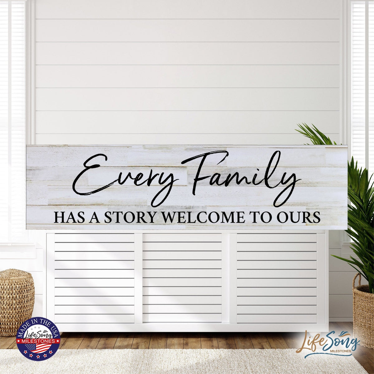 Inspirational Everyday Home and Family Wooden Wall Art Hanging Plaque 10 x 40 – Every Family Has A - LifeSong Milestones