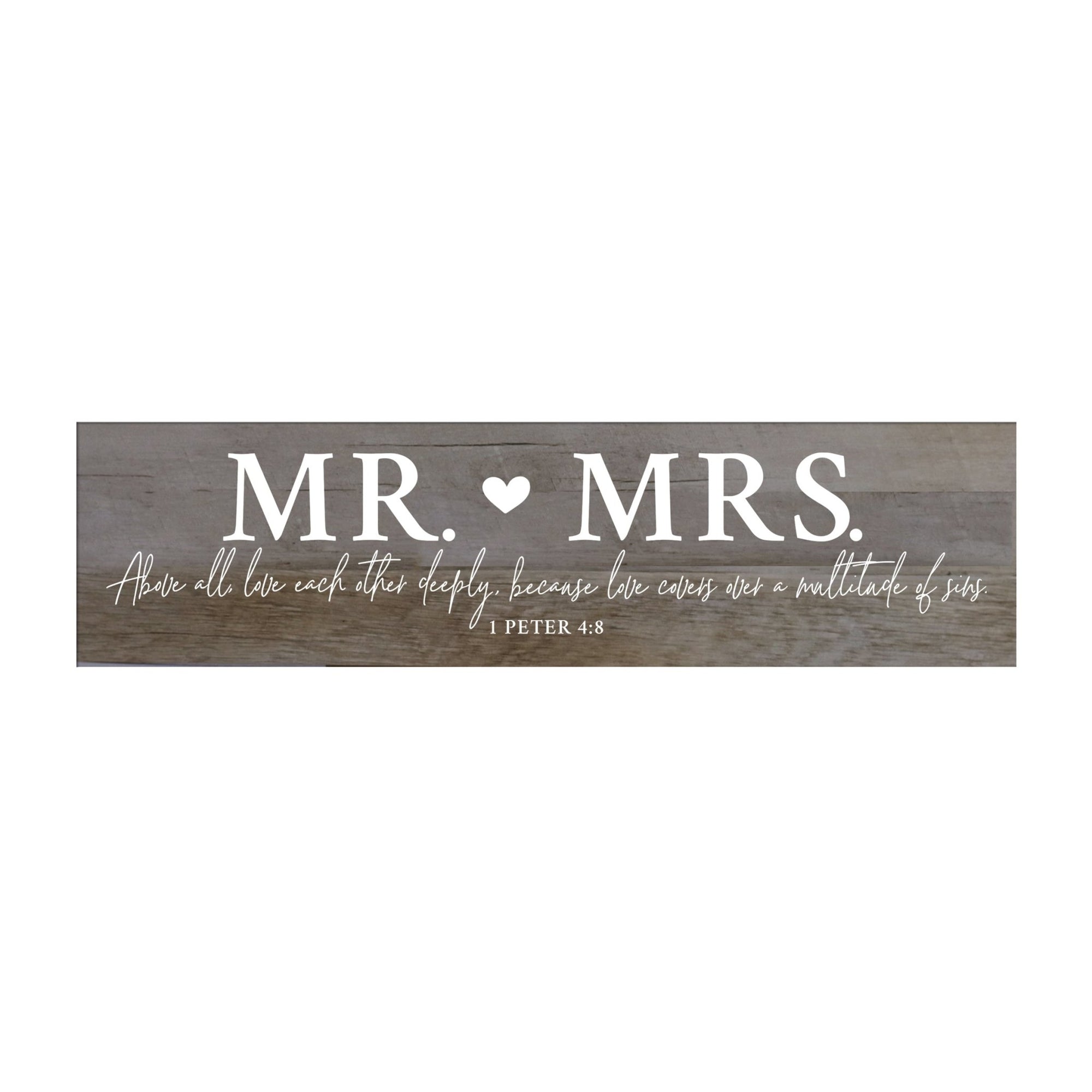 Inspirational Everyday Home and Family Wooden Wall Art Hanging Plaque 10 x 40 – Mr. & Mrs. - LifeSong Milestones