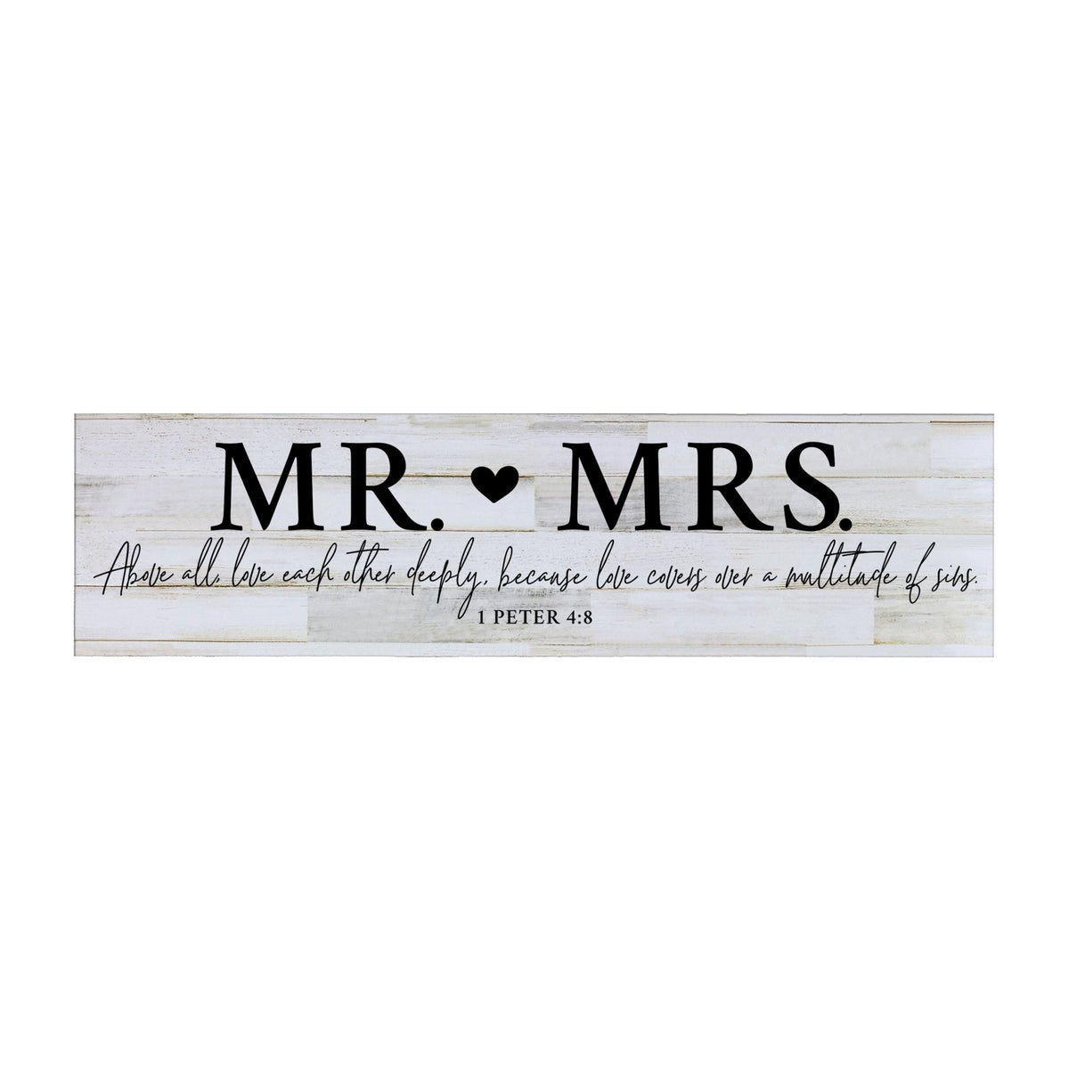 Inspirational Everyday Home and Family Wooden Wall Art Hanging Plaque 10 x 40 – Mr. & Mrs. - LifeSong Milestones