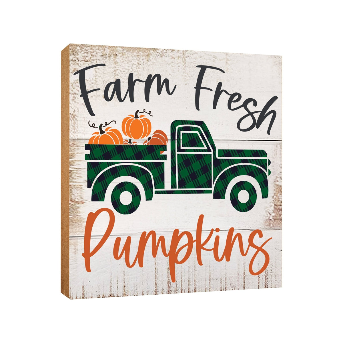 Inspirational Fall Themed Unique Shelf Décor and Tabletop Signs - Farm Fresh Pumpkin - LifeSong Milestones