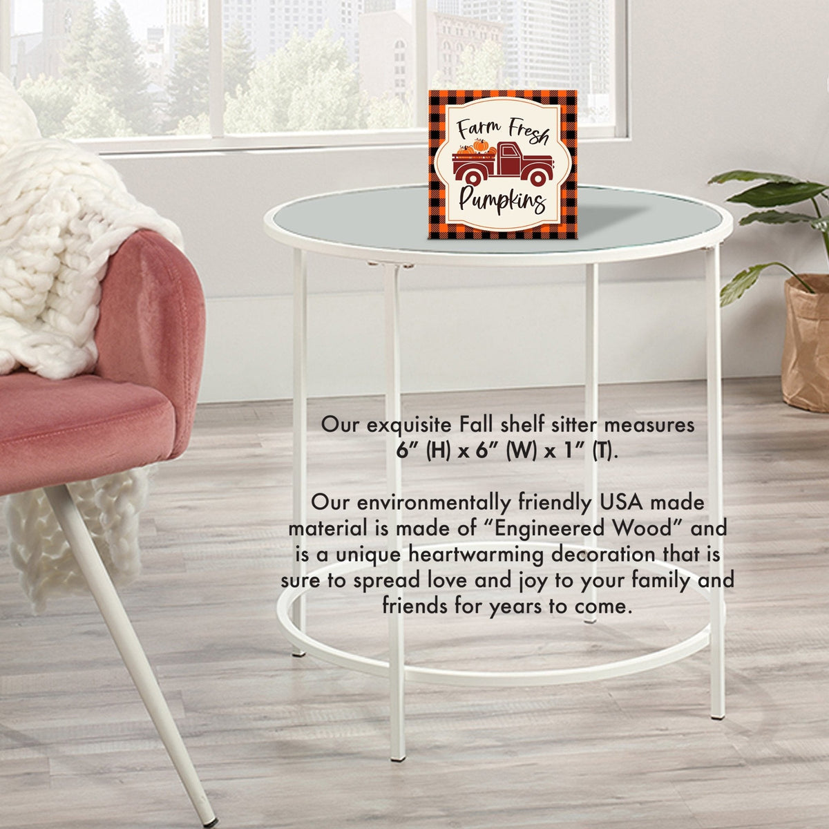 Inspirational Fall Themed Unique Shelf Décor and Tabletop Signs - Farm Fresh Pumpkin - LifeSong Milestones