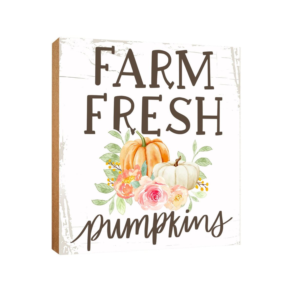 Inspirational Fall Themed Unique Shelf Décor and Tabletop Signs - Farm Fresh Pumpkin - LifeSong Milestones