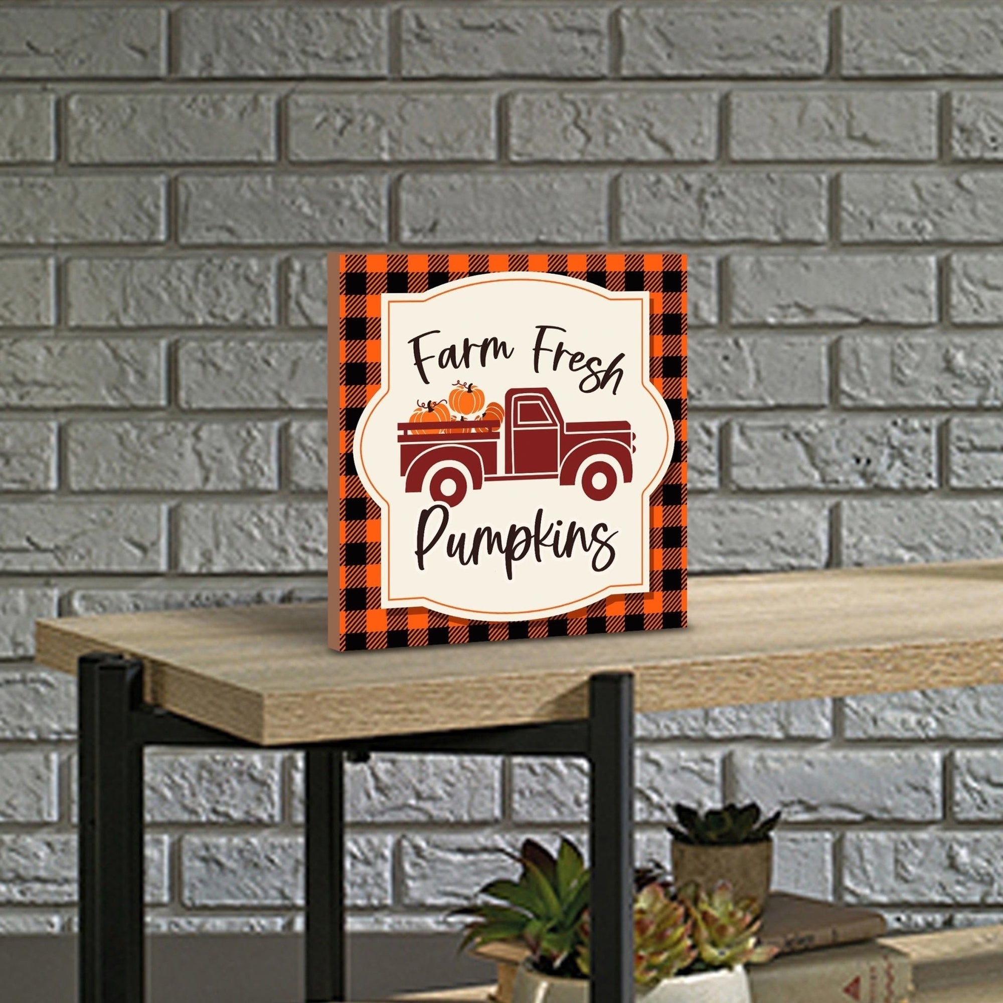 Inspirational Fall Themed Unique Shelf Décor and Tabletop Signs - Farm Fresh Pumpkin - LifeSong Milestones