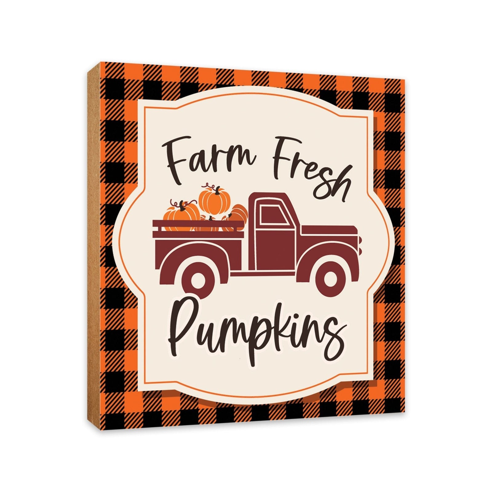 Inspirational Fall Themed Unique Shelf Décor and Tabletop Signs - Farm Fresh Pumpkin - LifeSong Milestones