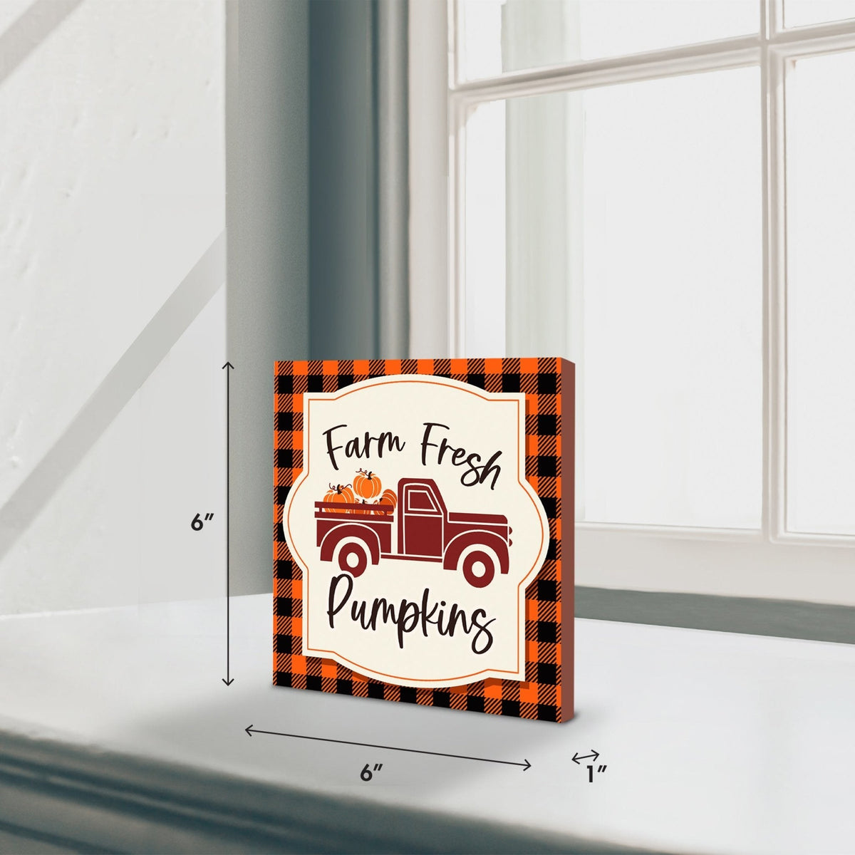 Inspirational Fall Themed Unique Shelf Décor and Tabletop Signs - Farm Fresh Pumpkin - LifeSong Milestones