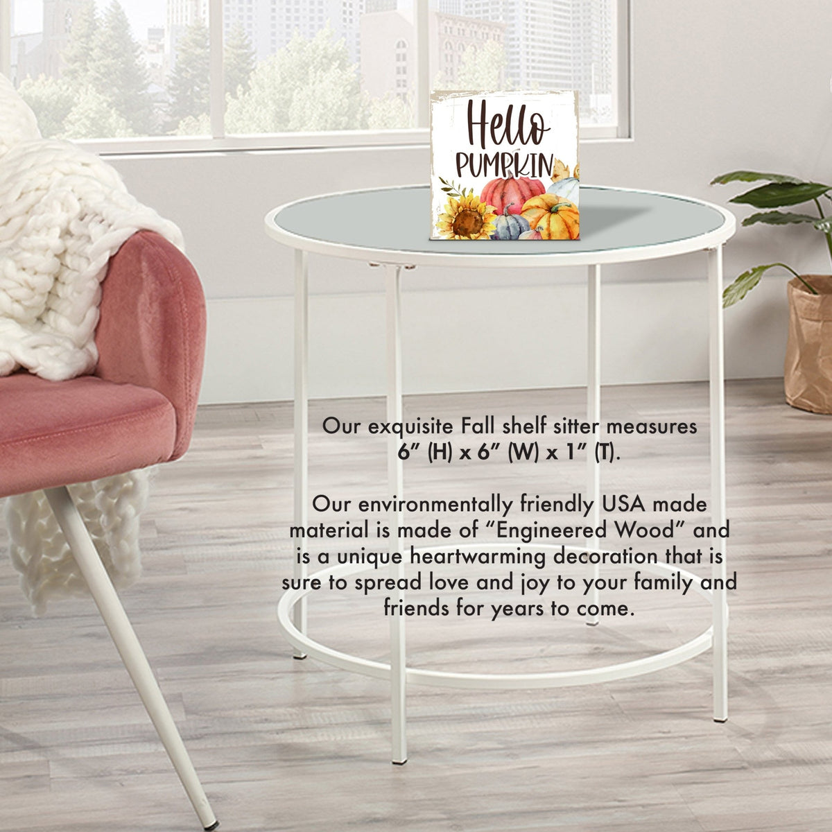 Inspirational Fall Themed Unique Shelf Décor and Tabletop Signs - Hello Pumpkin - LifeSong Milestones