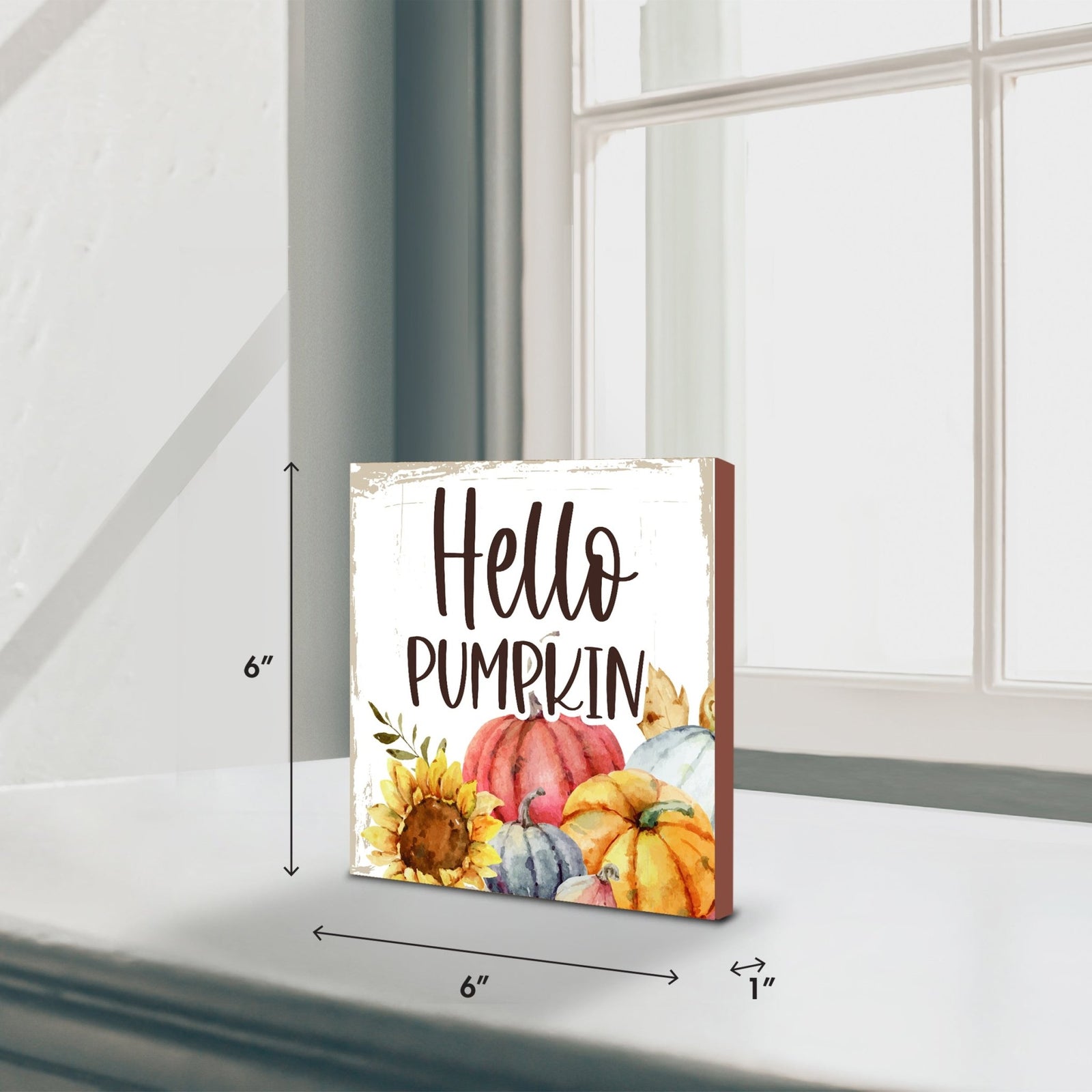Inspirational Fall Themed Unique Shelf Décor and Tabletop Signs - Hello Pumpkin - LifeSong Milestones