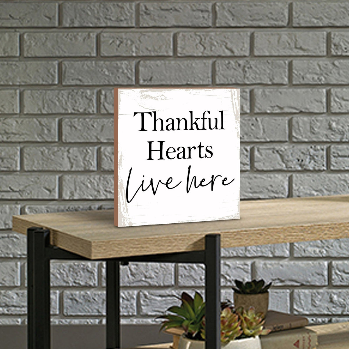 Inspirational Fall Themed Unique Shelf Décor and Tabletop Signs - Thankful Hearts - LifeSong Milestones