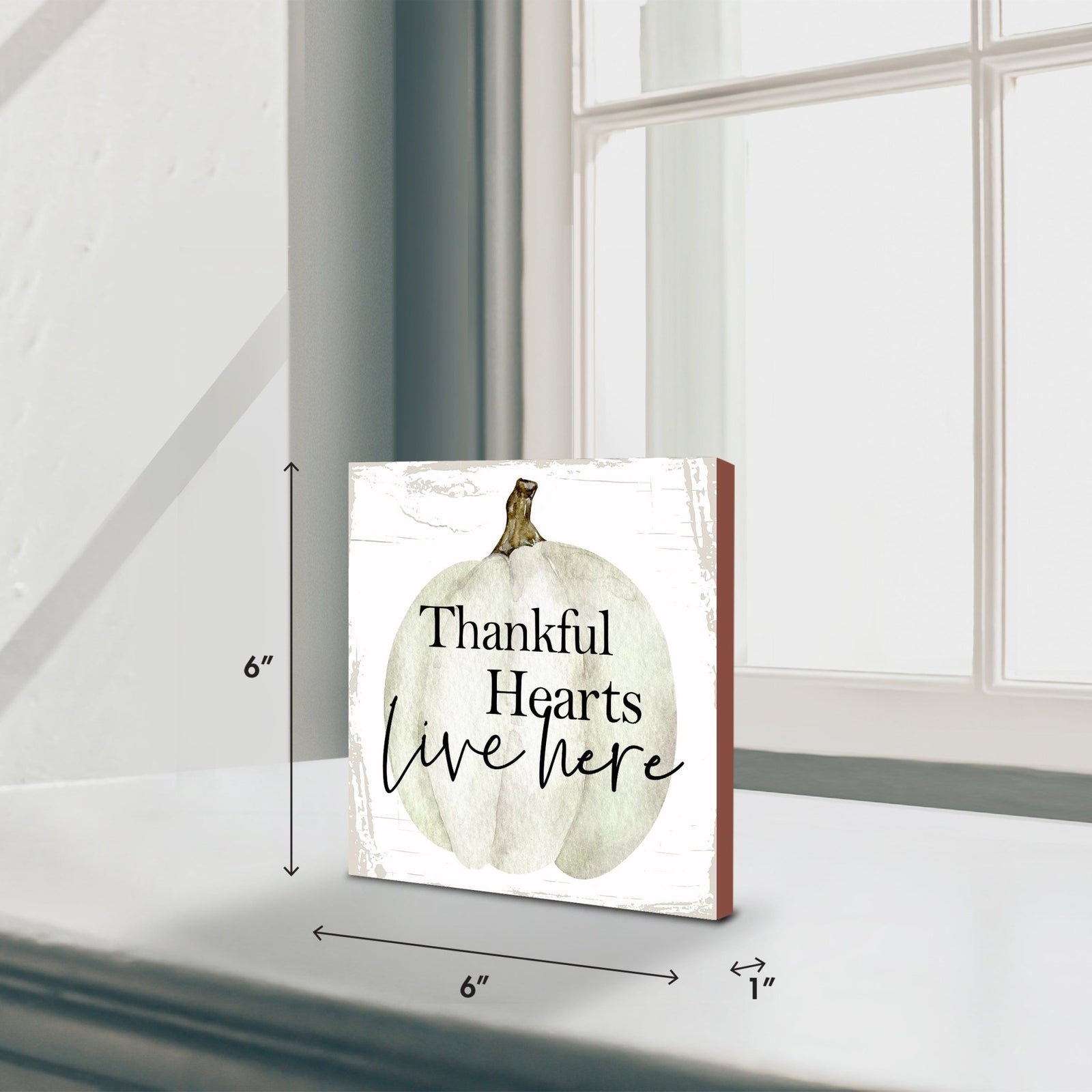 Inspirational Fall Themed Unique Shelf Décor and Tabletop Signs - Thankful Hearts - LifeSong Milestones