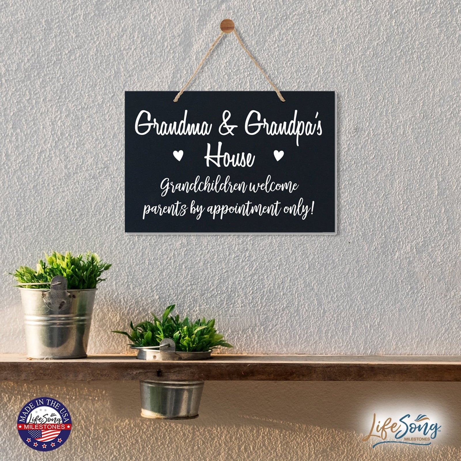 Inspirational Grandparent Wall Hanging Sign 8x12 - Grandchildren Welcome - LifeSong Milestones