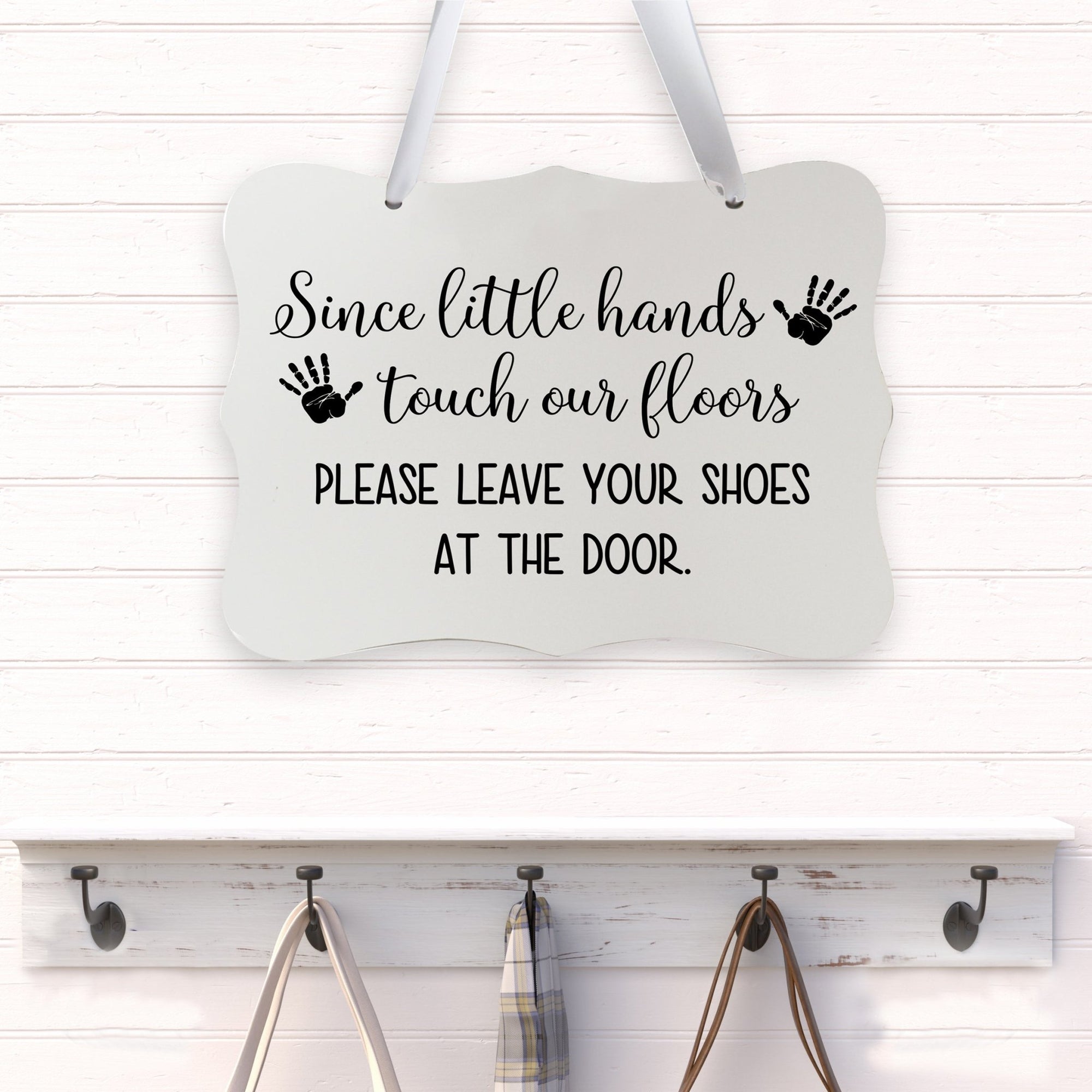 Inspirational Hanging Ribbon Wall Sign for Kids - Please Leave Your Shoes - LifeSong Milestones