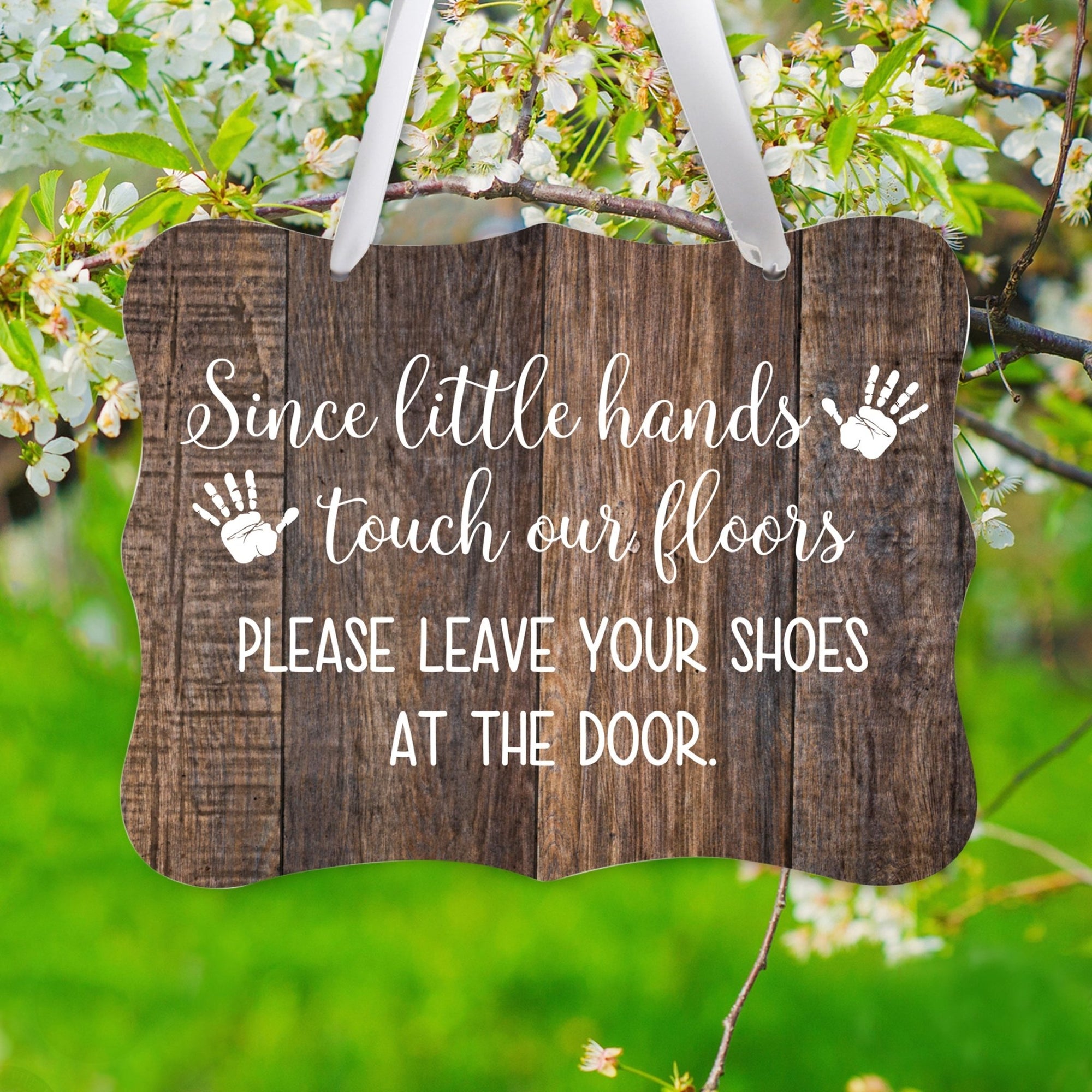 Inspirational Hanging Ribbon Wall Sign for Kids - Please Leave Your Shoes - LifeSong Milestones