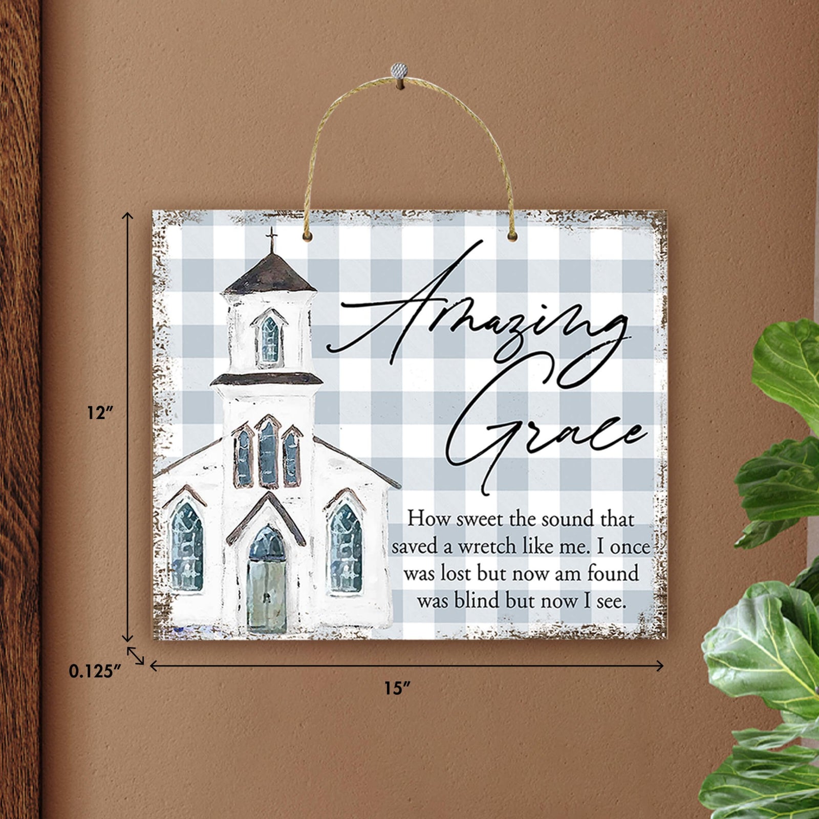 Inspirational Hanging Wall Décor White Church Sign – Amazing Grace - LifeSong Milestones