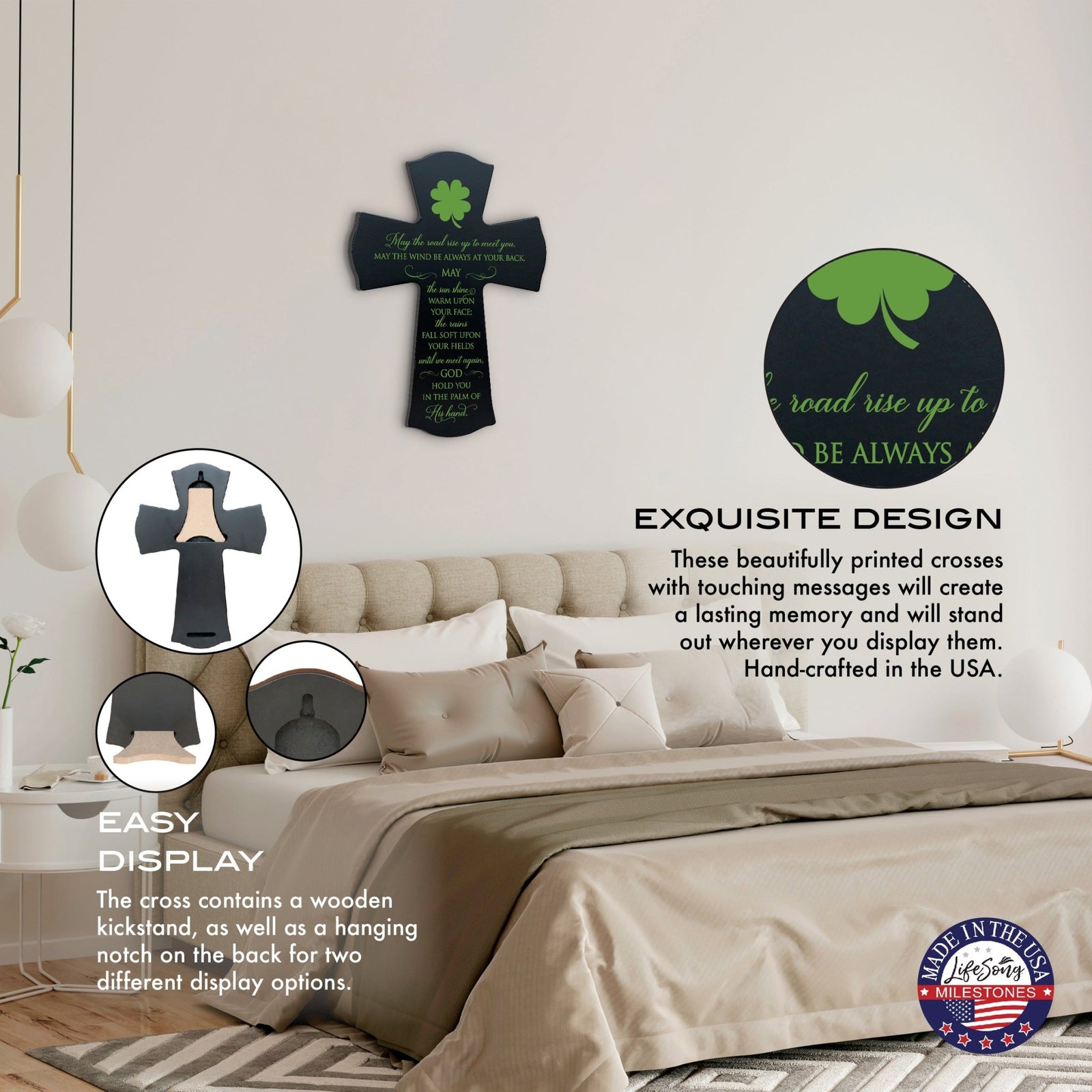 Inspirational Hanging Wooden Prayer Wall Cross Home Decor - LifeSong Milestones