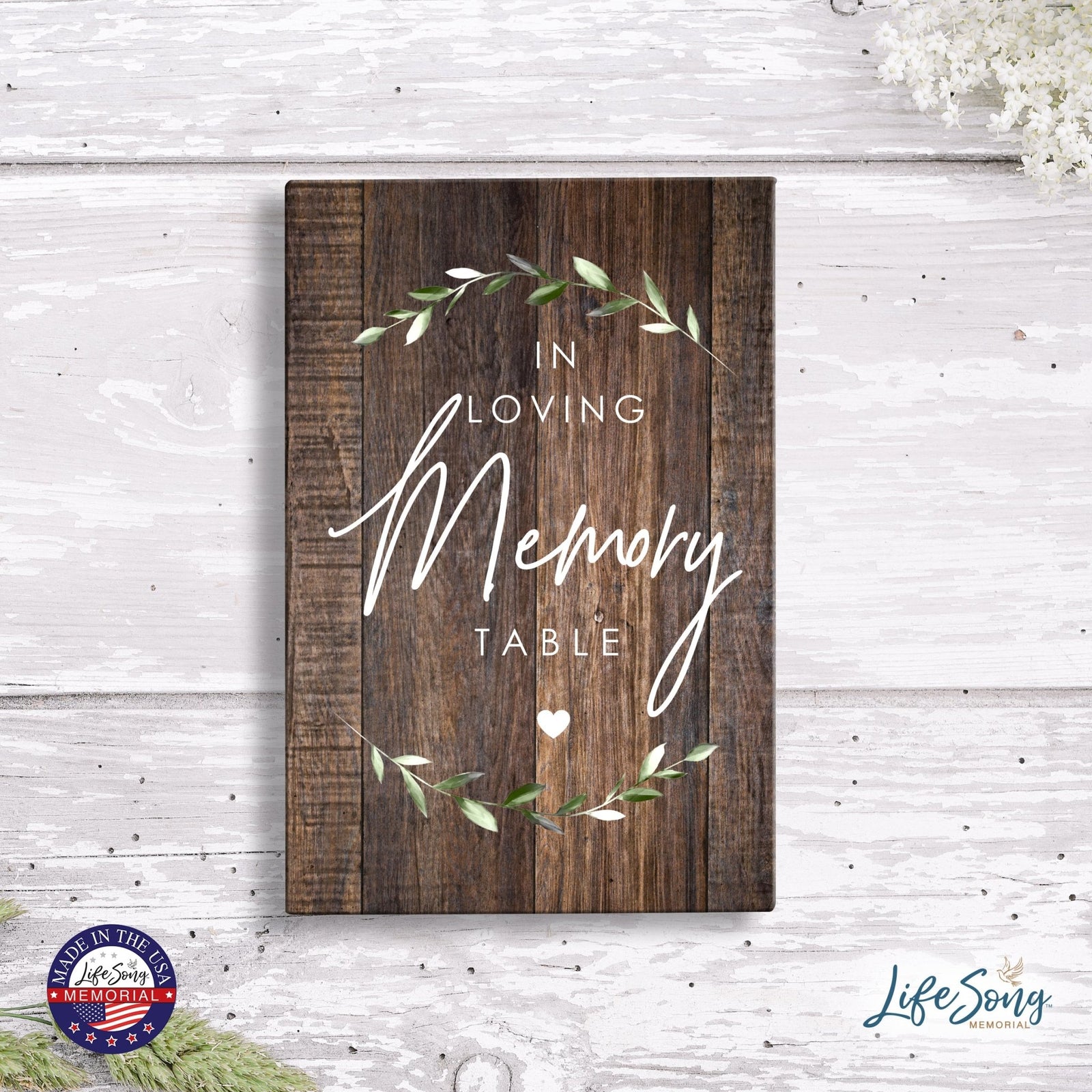 Inspirational Memorial 5.5x8 Wooden Tabletop Home Decorations - In Loving Memory Table - LifeSong Milestones