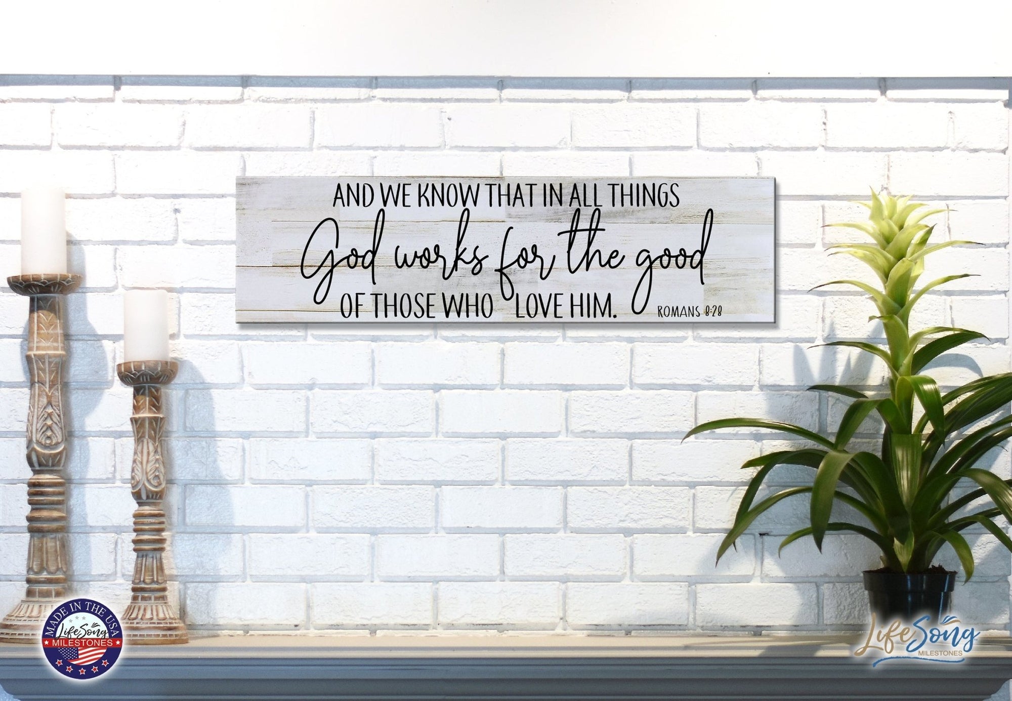 Inspirational Modern Wooden Wall Hanging Family Plaque 22.5x6 - And We Know That - LifeSong Milestones