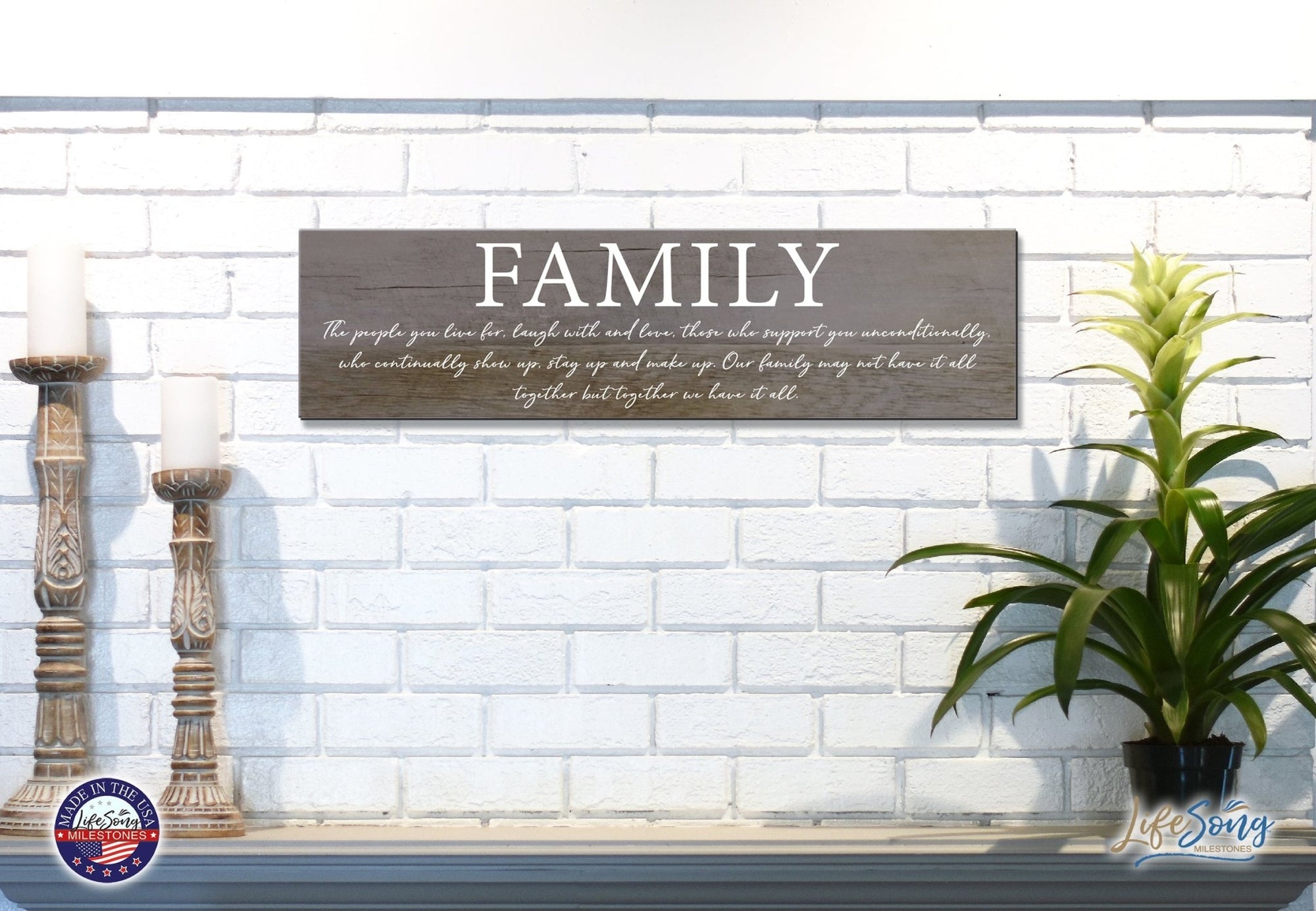 Inspirational Modern Wooden Wall Hanging Family Plaque 22.5x6 - Family - LifeSong Milestones