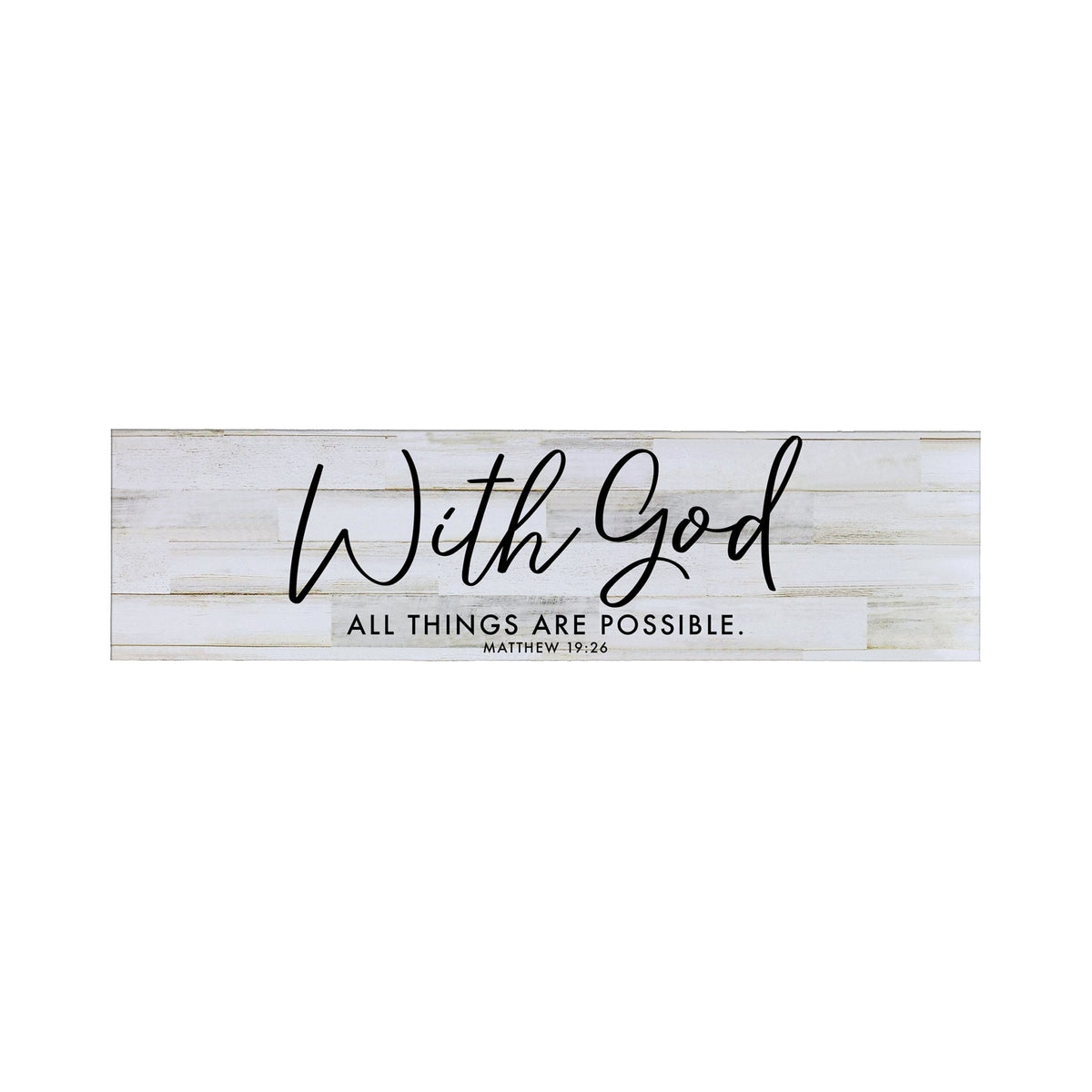 Inspirational Modern Wooden Wall Hanging Plaque 10x40 - All Things Are Possible - LifeSong Milestones