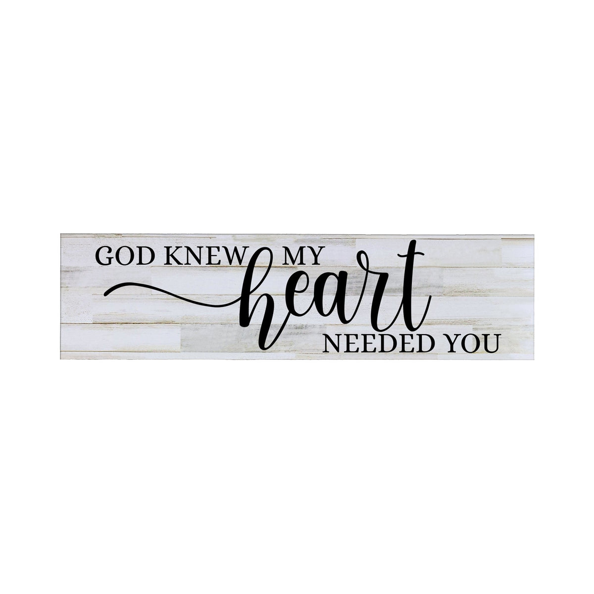 Inspirational Modern Wooden Wall Hanging Plaque 10x40 - God Knew My Heart - LifeSong Milestones