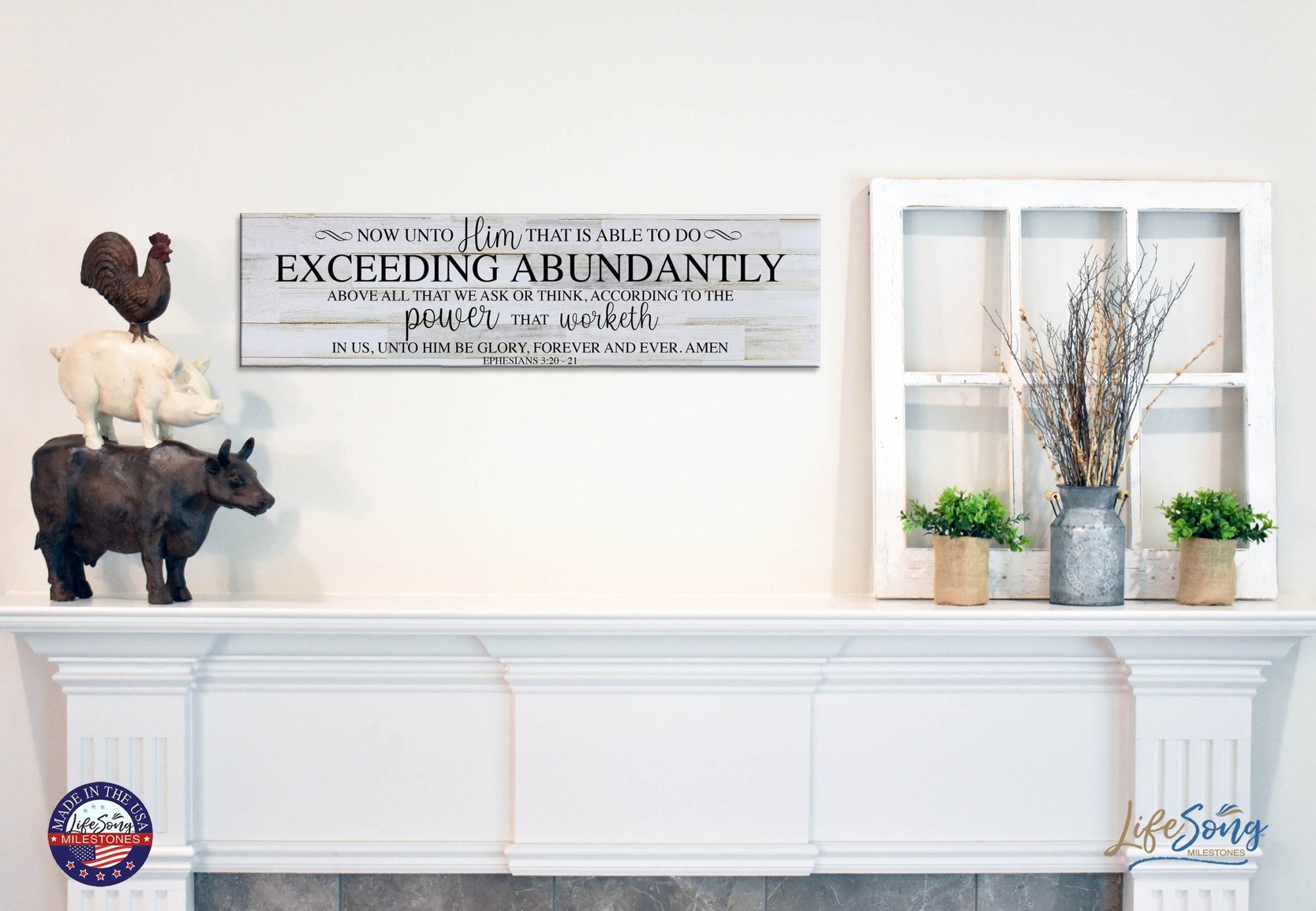 Inspirational Modern Wooden Wall Hanging Plaque 10x40 - Now Unto Him - LifeSong Milestones