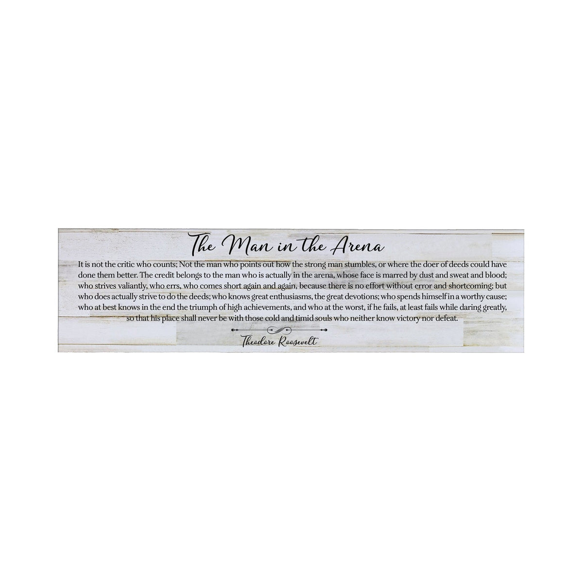 Inspirational Modern Wooden Wall Hanging Plaque 10x40 - The Man In the Arena - LifeSong Milestones