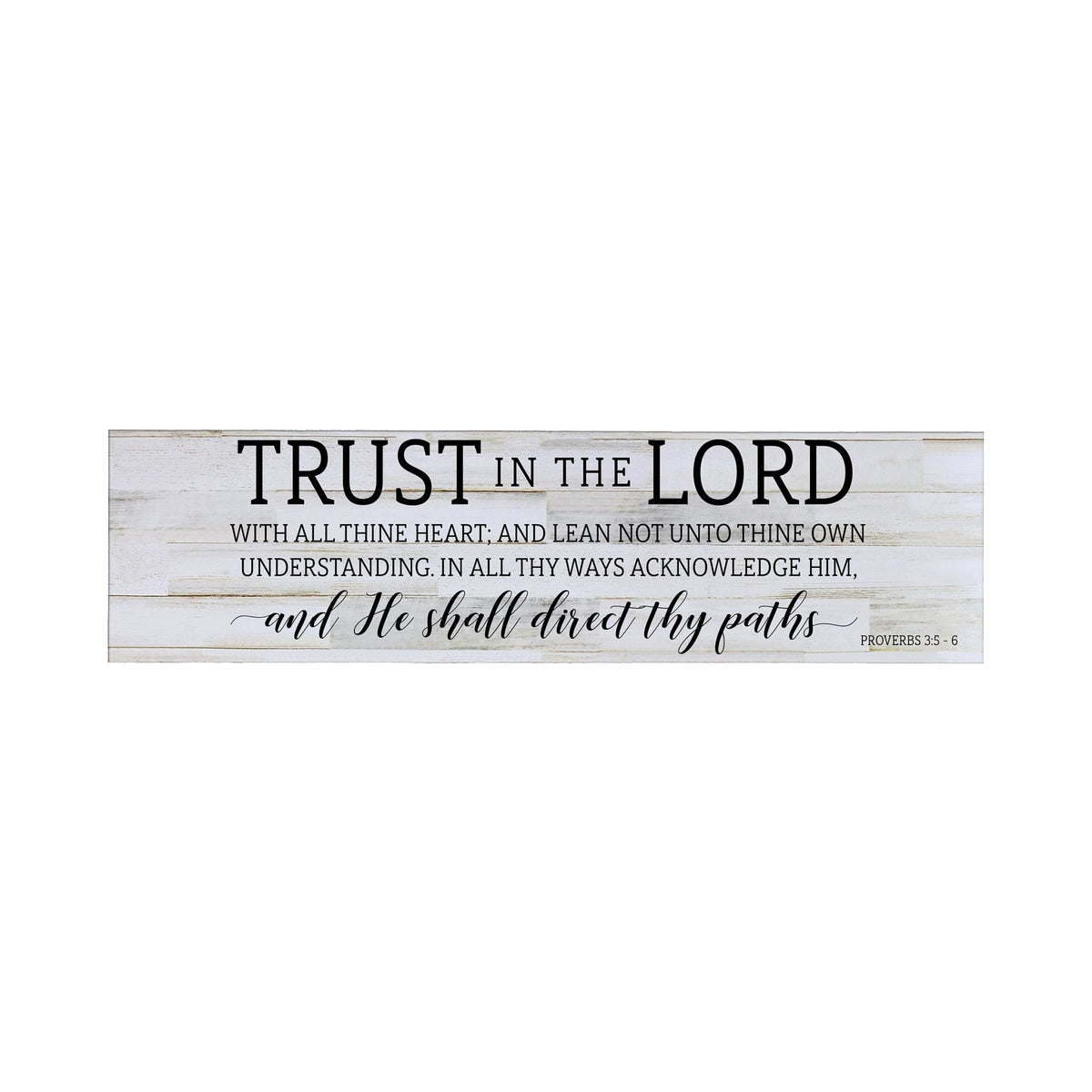 Inspirational Modern Wooden Wall Hanging Plaque 10x40 - Trust In The Lord - LifeSong Milestones