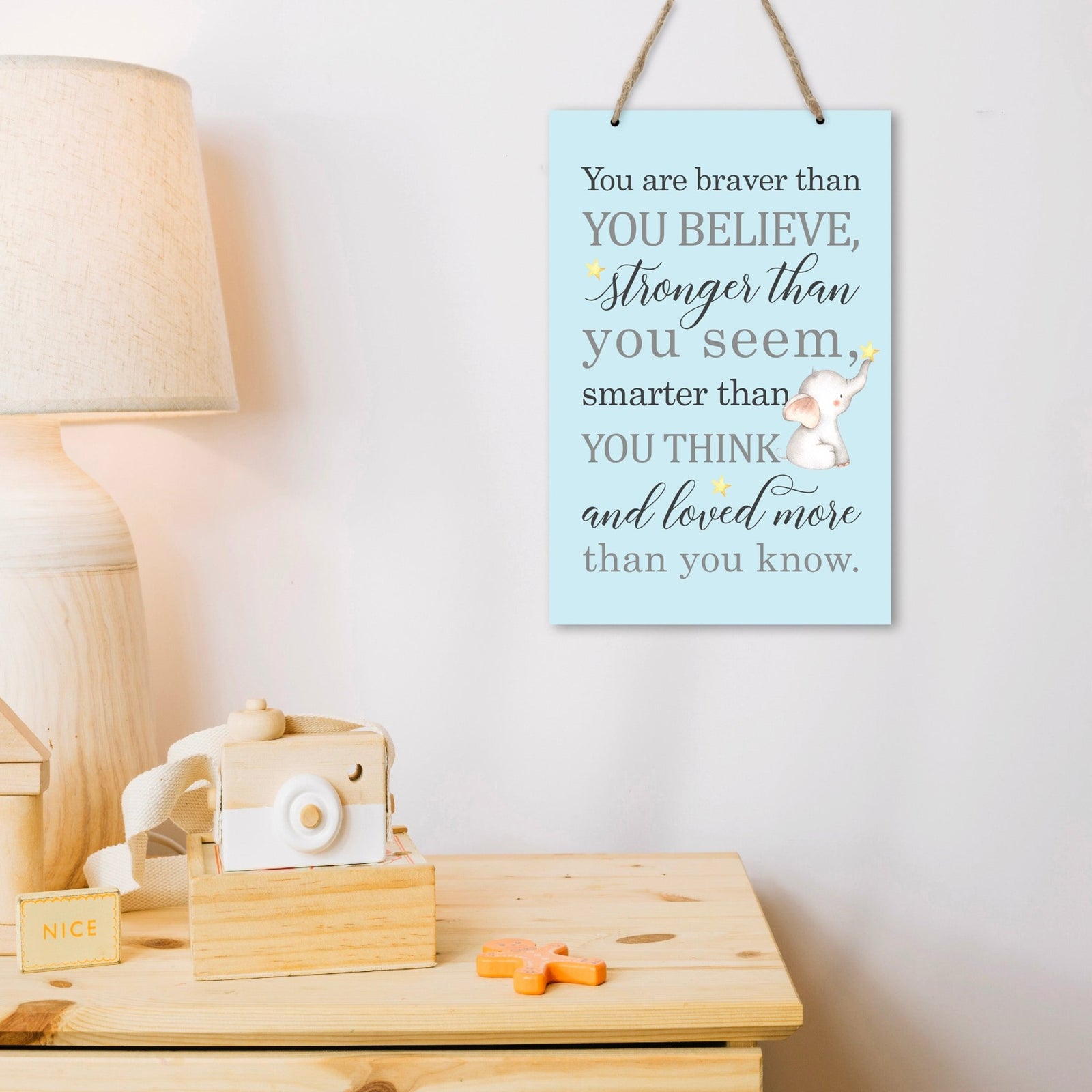 Inspirational Nursery Rope Signs for Boys and Girls - Braver Than - LifeSong Milestones