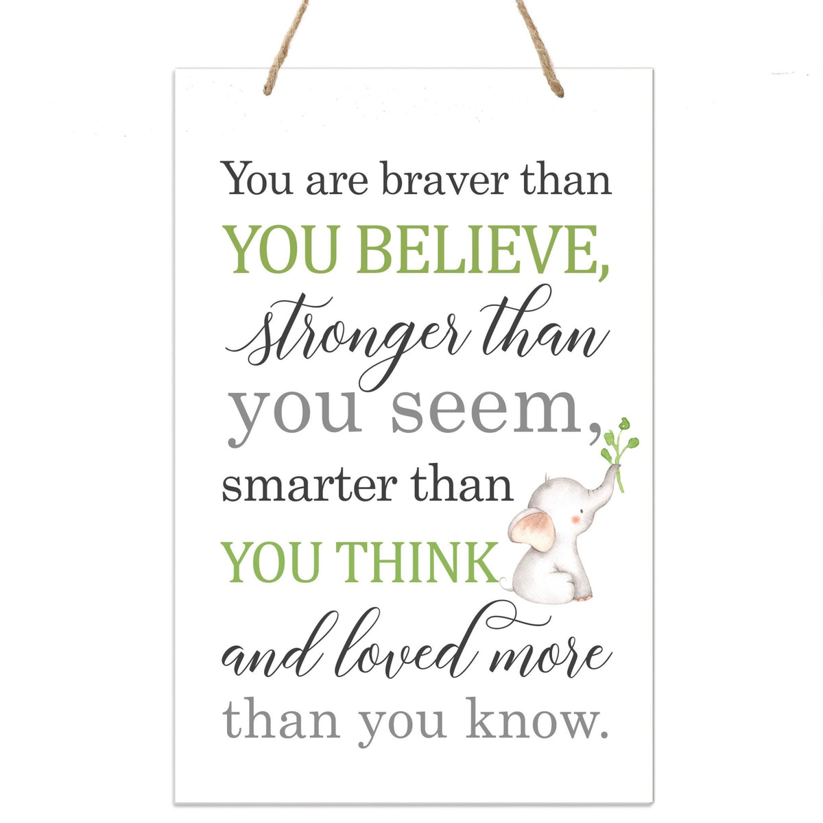 Inspirational Nursery Rope Signs for Boys and Girls - Braver Than - LifeSong Milestones