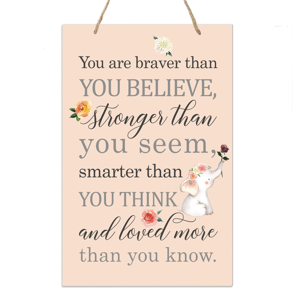 Inspirational Nursery Rope Signs for Boys and Girls - Braver Than - LifeSong Milestones