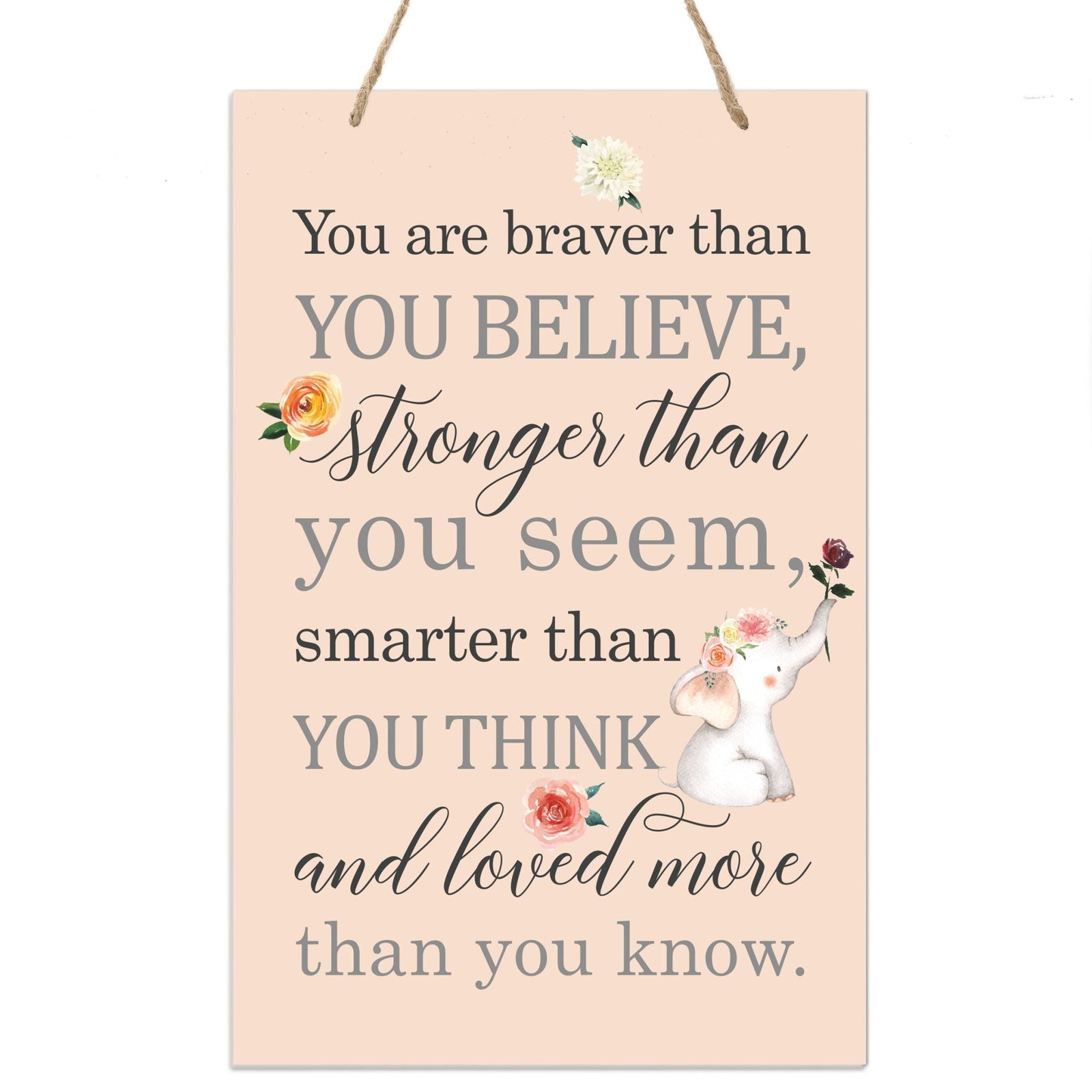 Inspirational Nursery Rope Signs for Boys and Girls - Braver Than - LifeSong Milestones